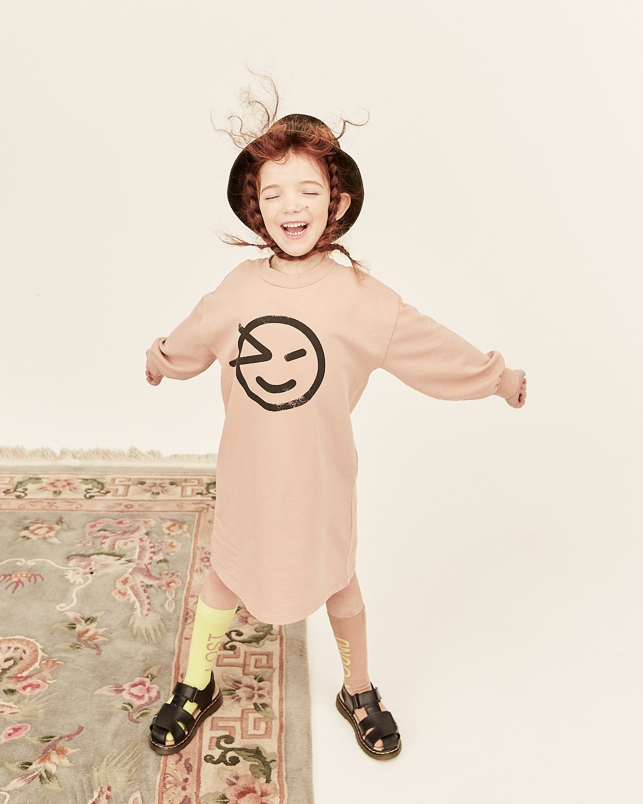 Girls Pink Logo Cotton Dress