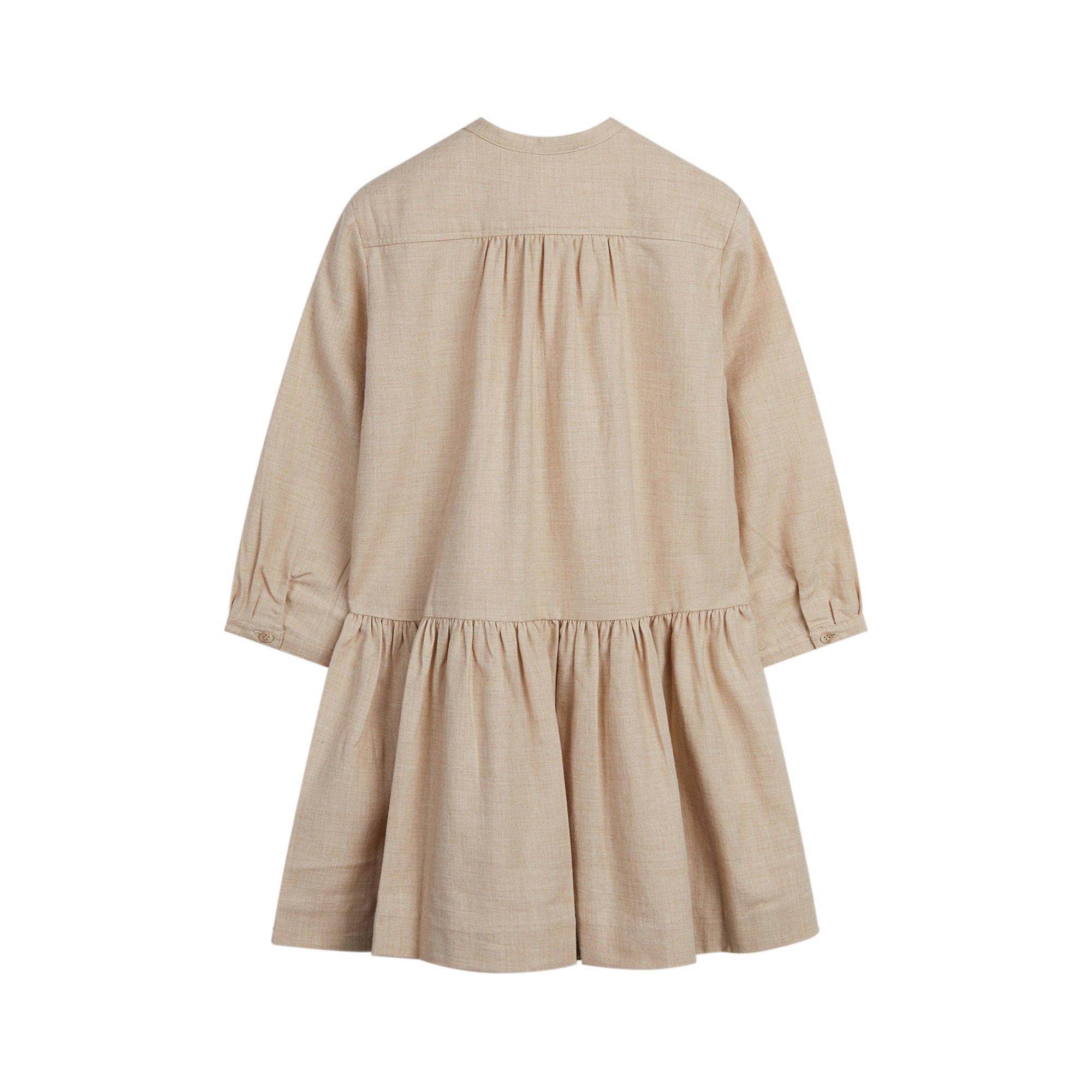 Girls Beige Logo Cotton Dress