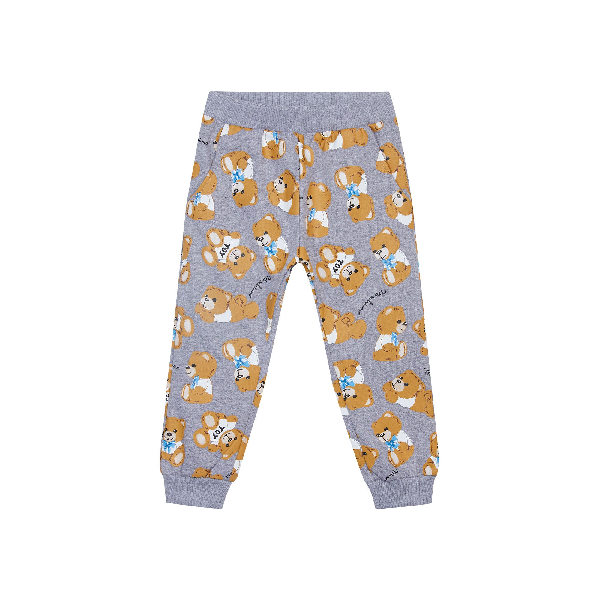 Baby Boys & Girls Grey Printed Cotton Trousers