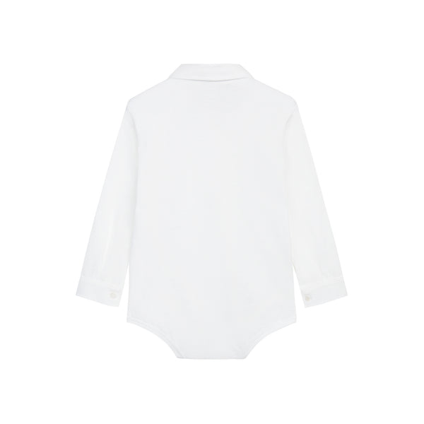 Baby Boys White Cotton Babysuit