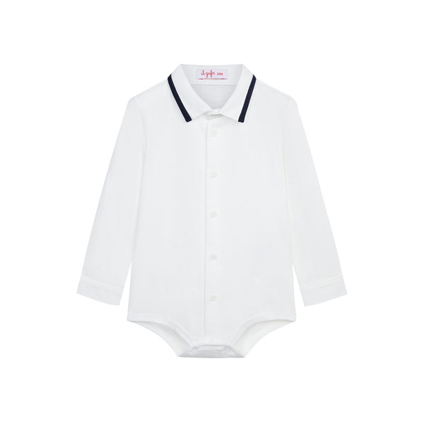 Baby Boys White Cotton Babysuit