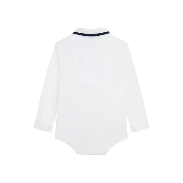 Baby Boys White Cotton Babysuit