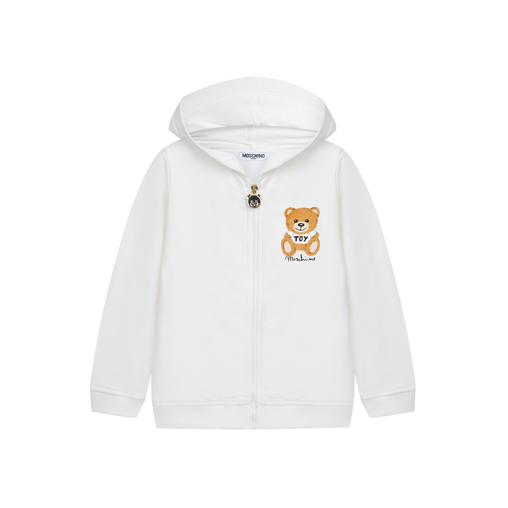 Baby Boys & Girls White Cotton Zipped Top