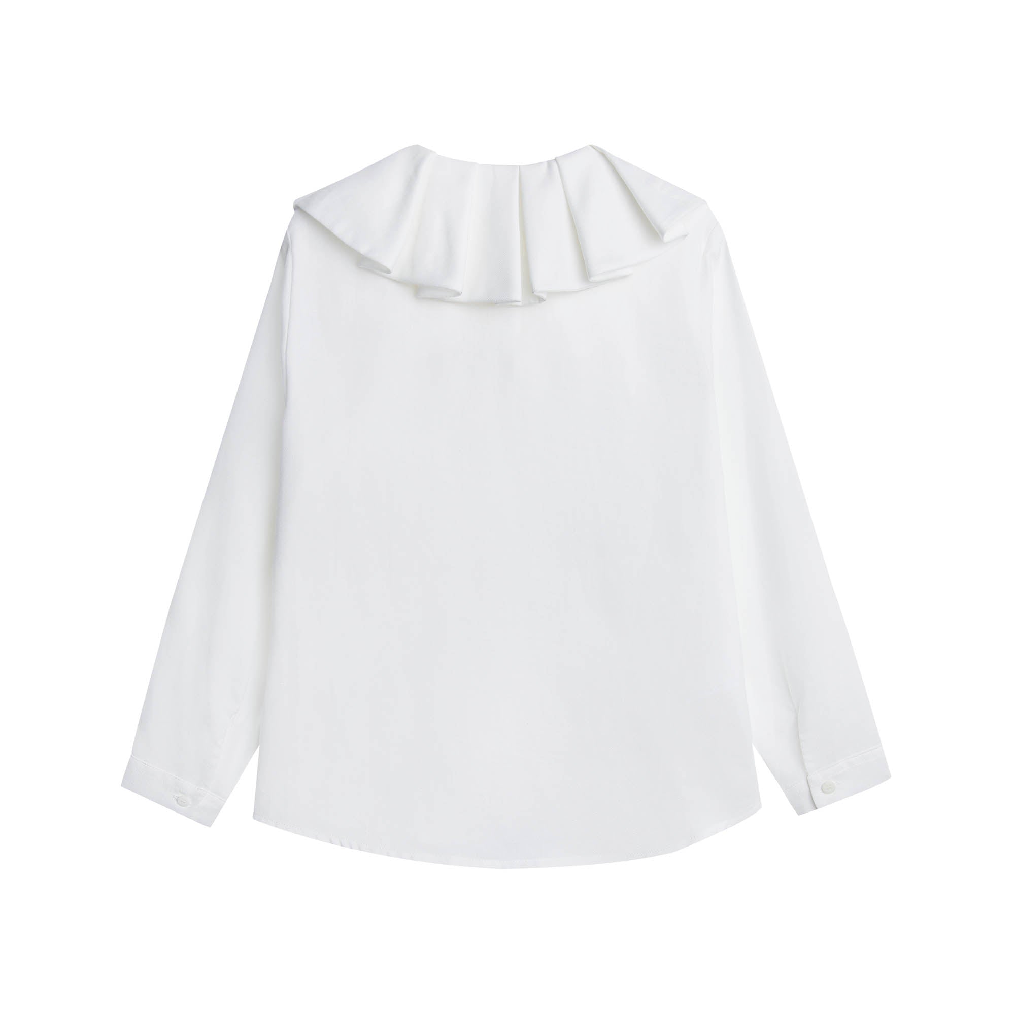 Girls White Ruffle Cotton Shirt