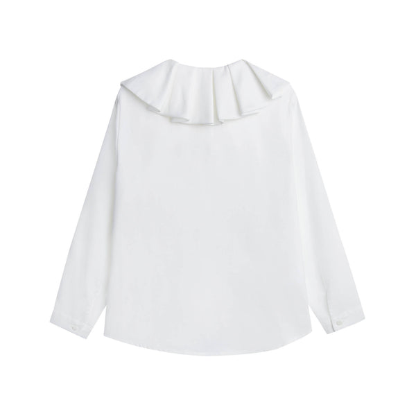 Girls White Ruffle Cotton Shirt