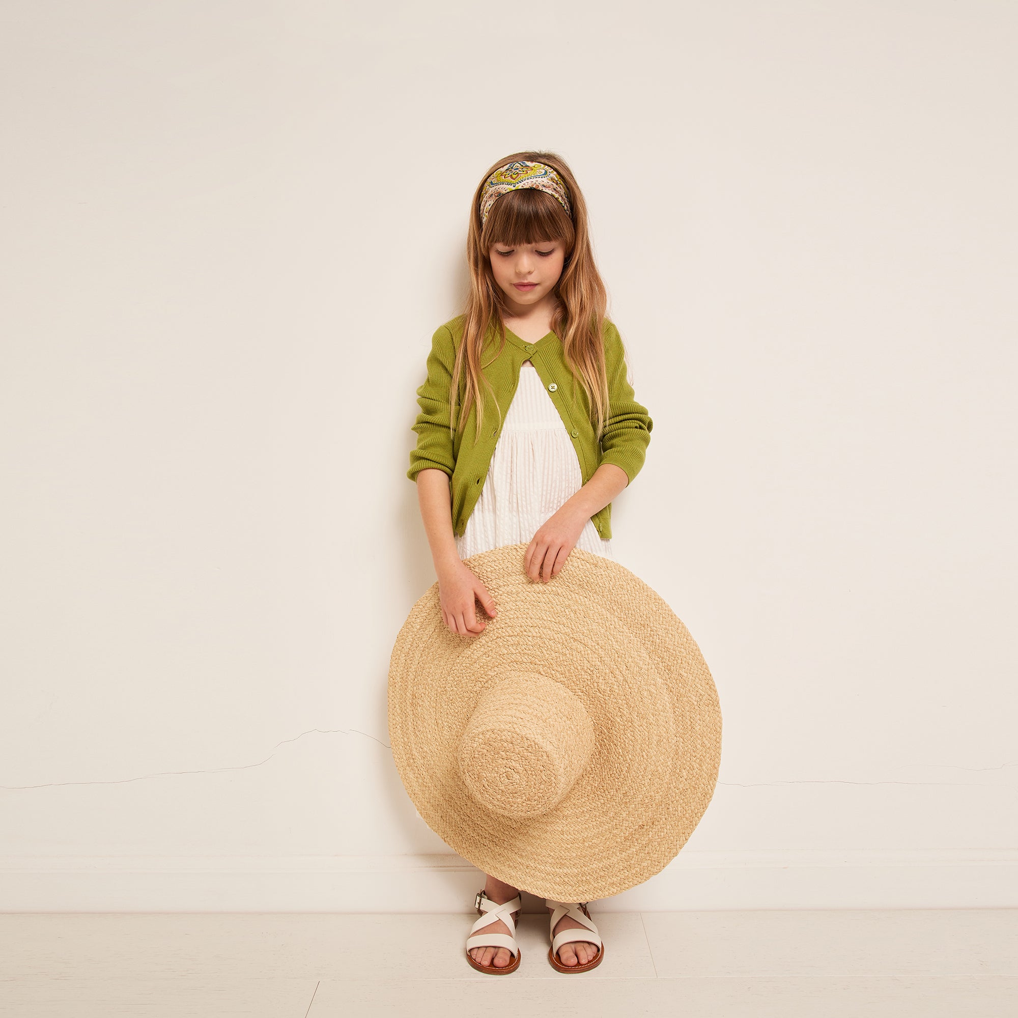 Girls Green Cotton Cardigan
