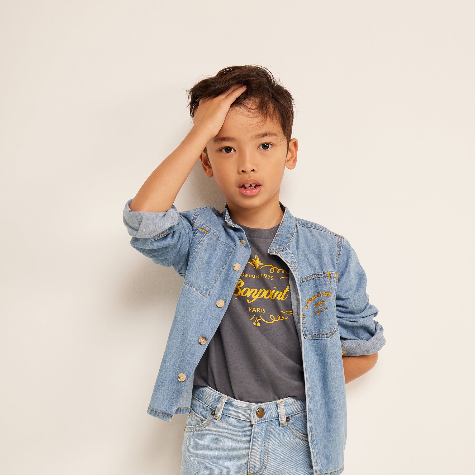 Boys Blue Logo Cotton T-Shirt