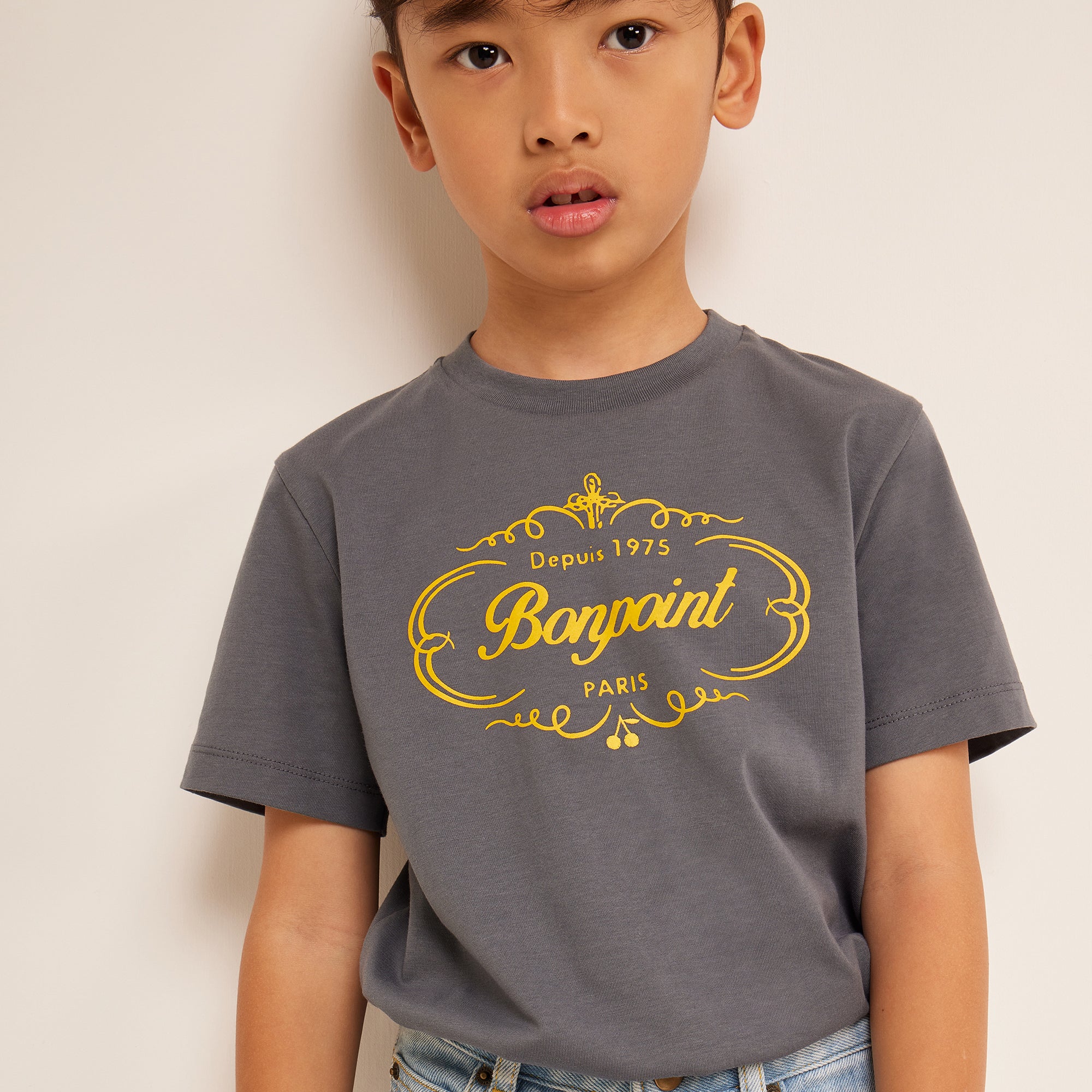 Boys Blue Logo Cotton T-Shirt