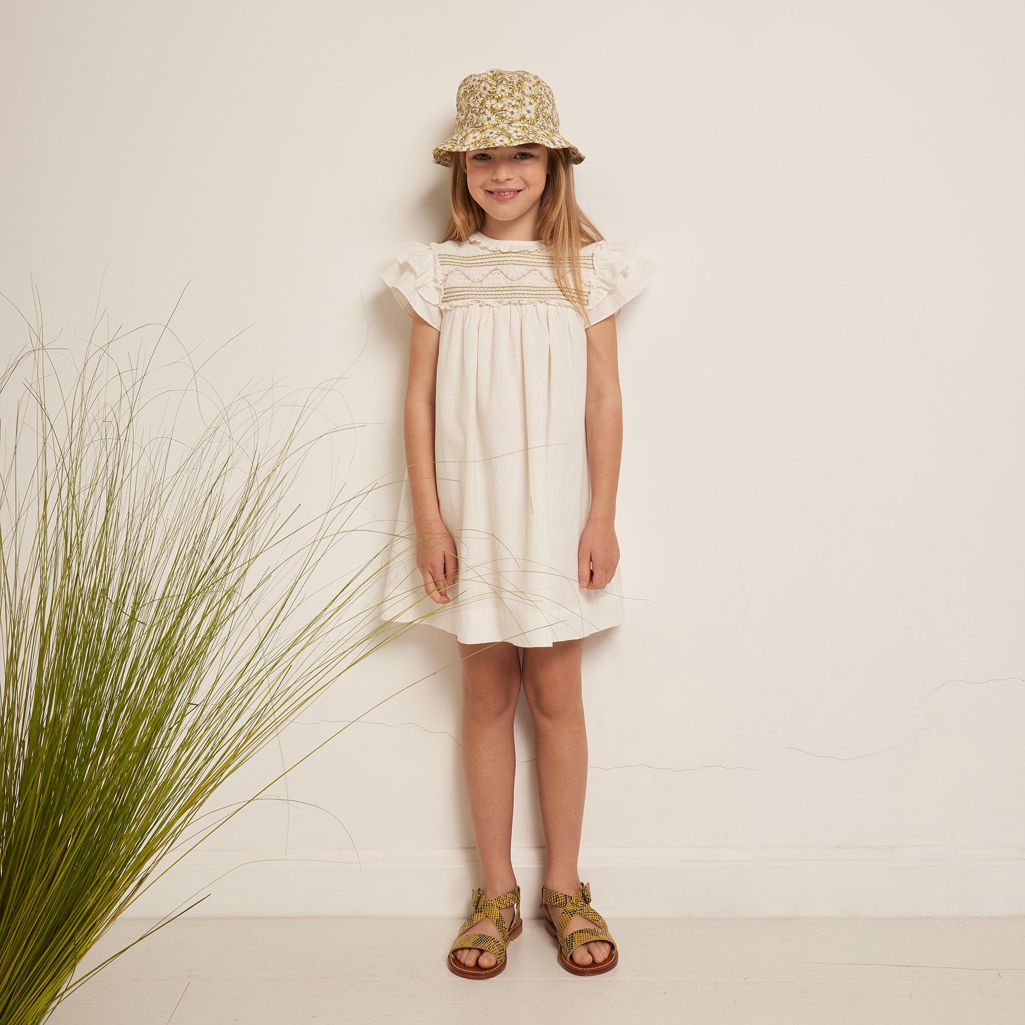 Girls White Cotton Dress