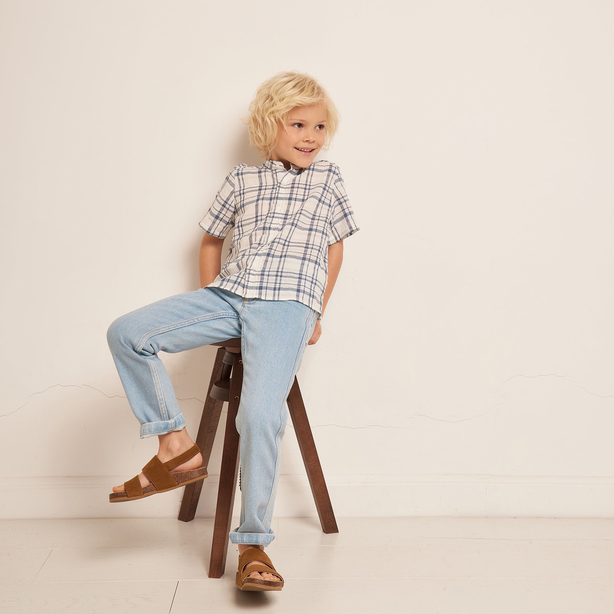 Boys Blue Check Shirt