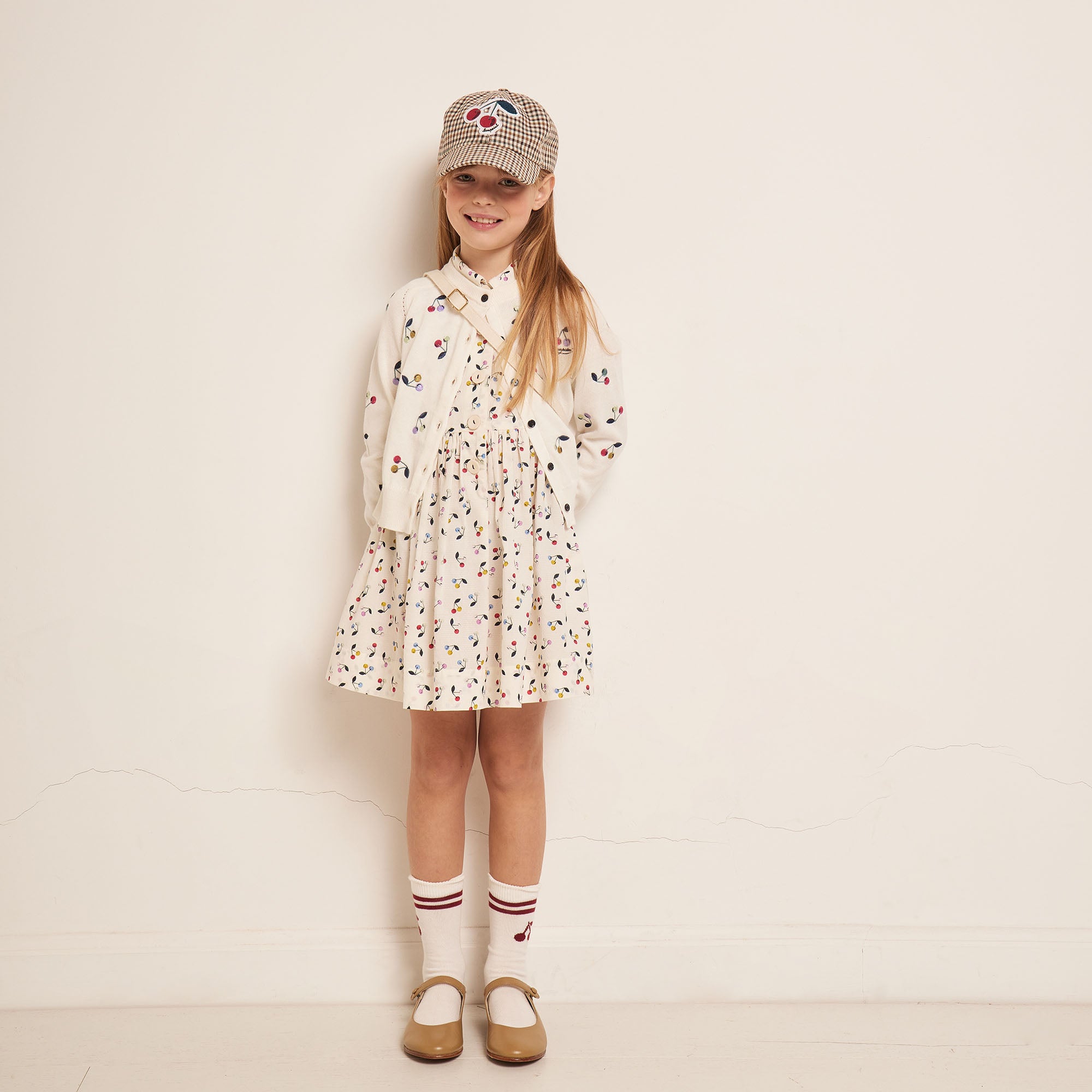 Girls Brown Check Cap