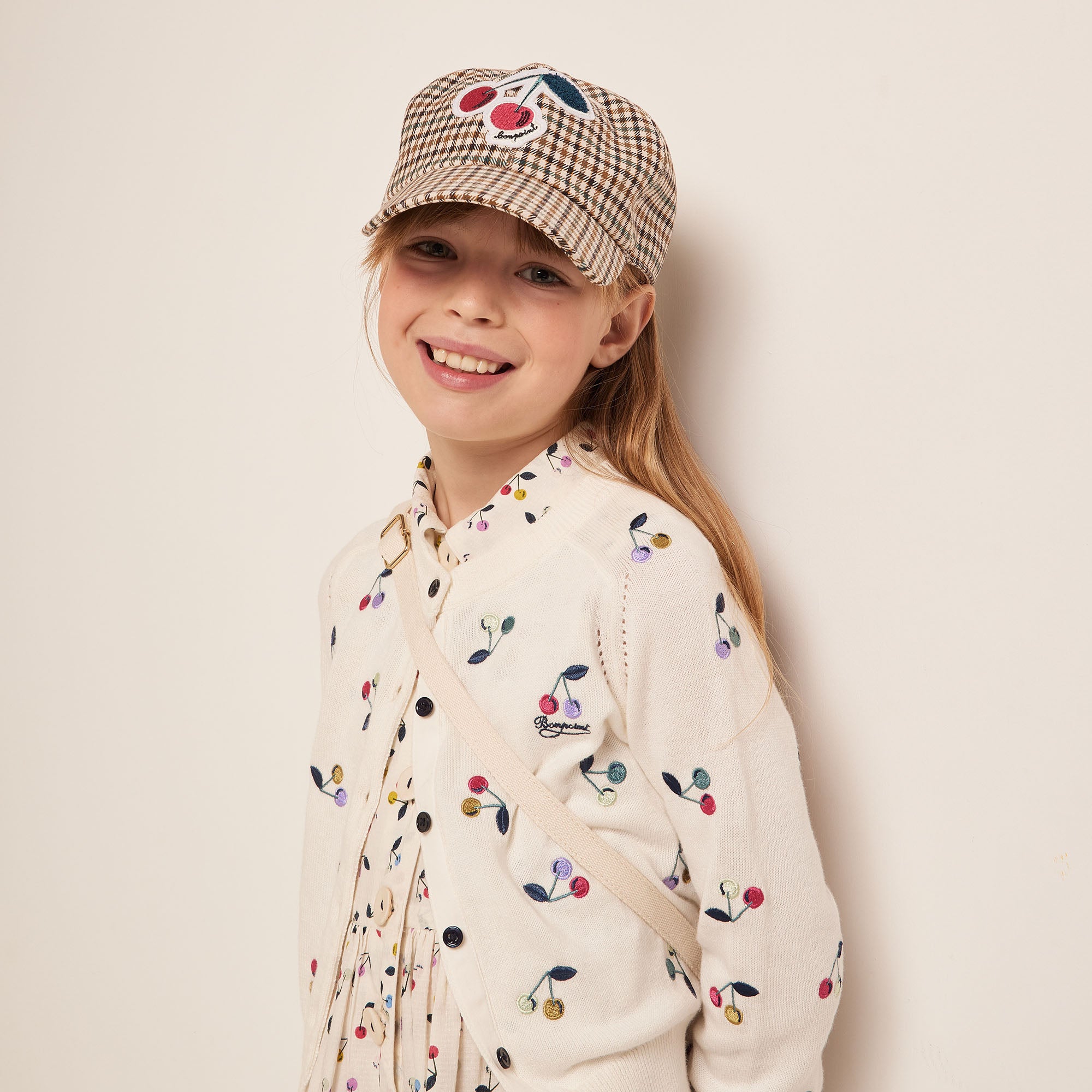 Girls White Embroidered Logo Cotton Cardigan