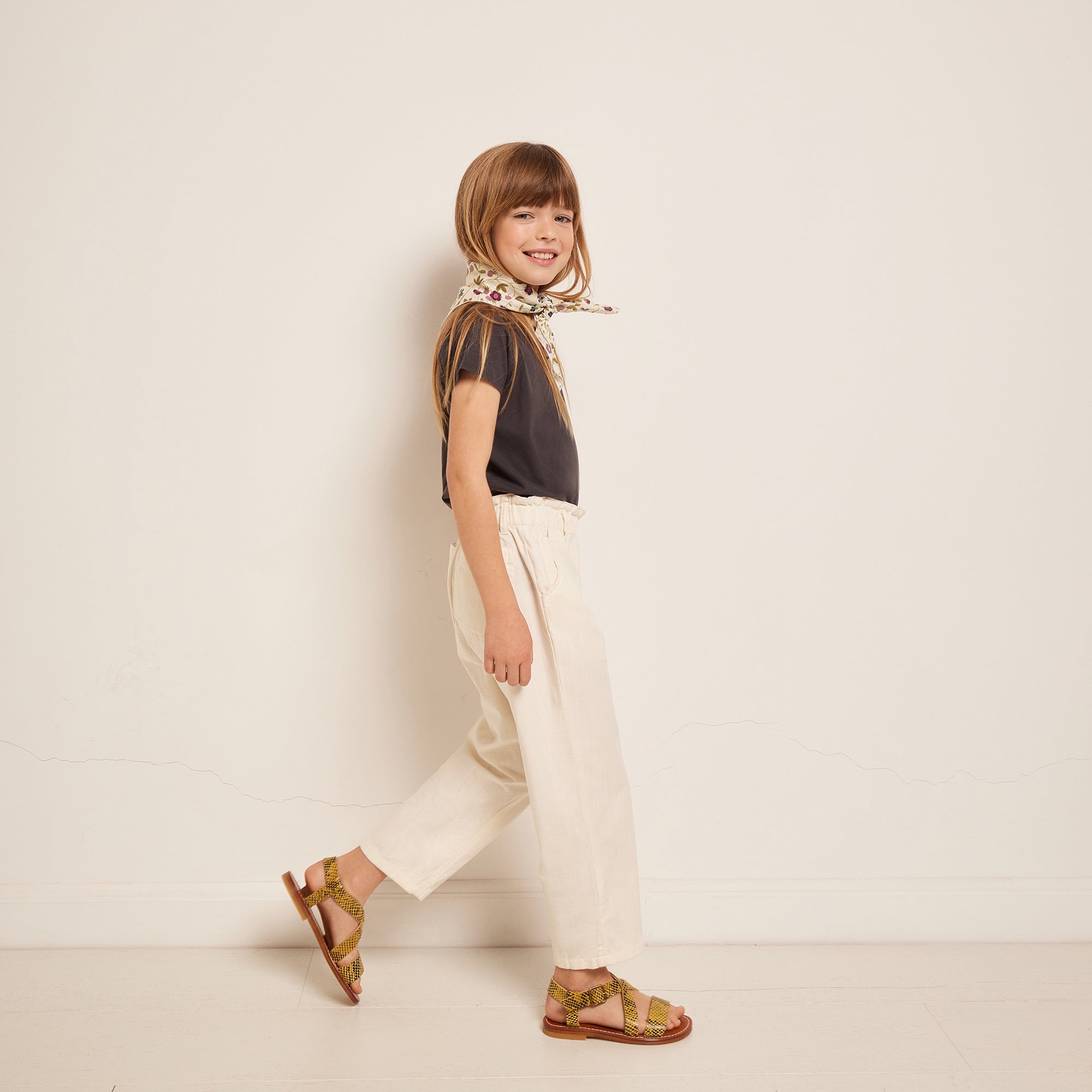 Girls Dark Grey Cotton T-Shirt