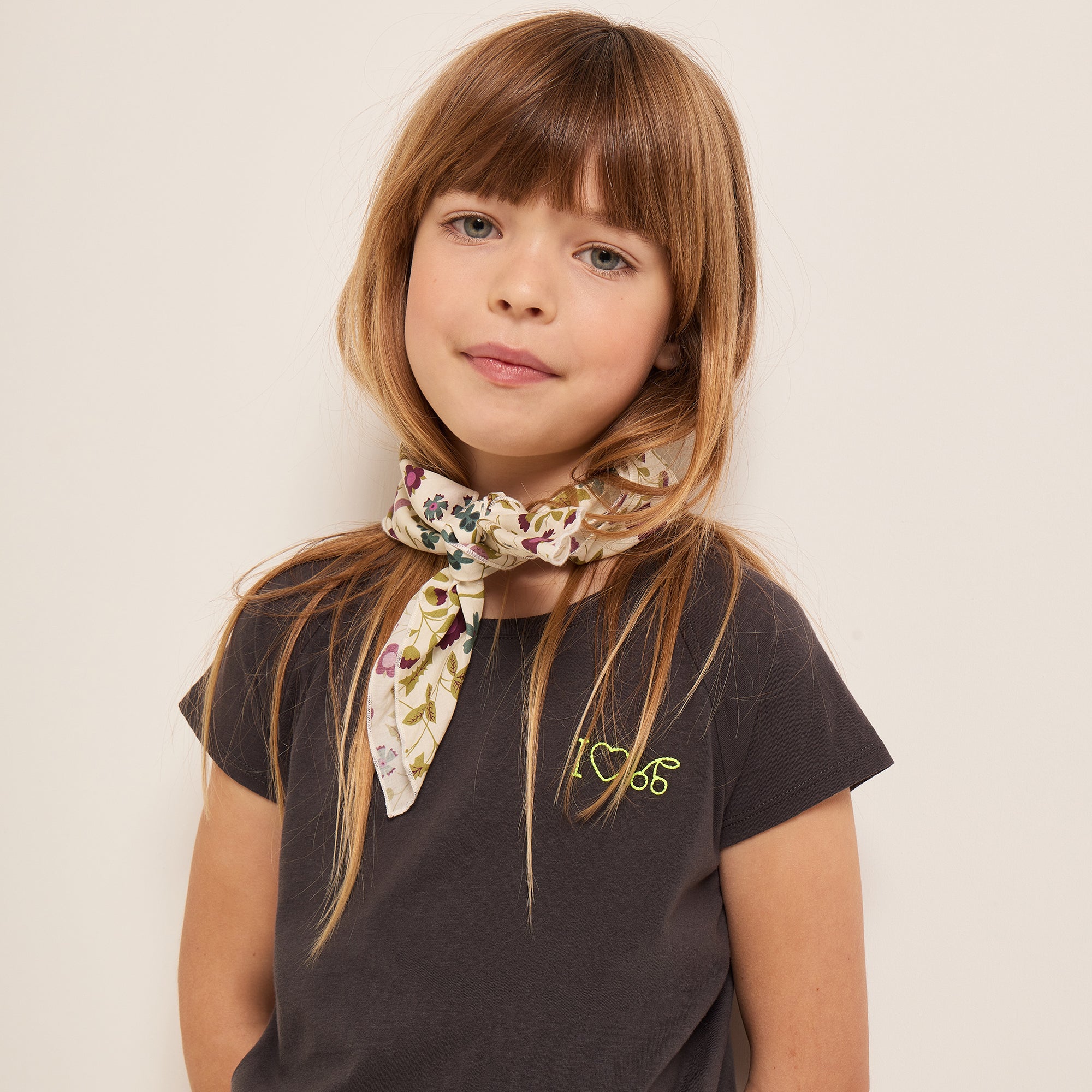 Girls Dark Grey Cotton T-Shirt