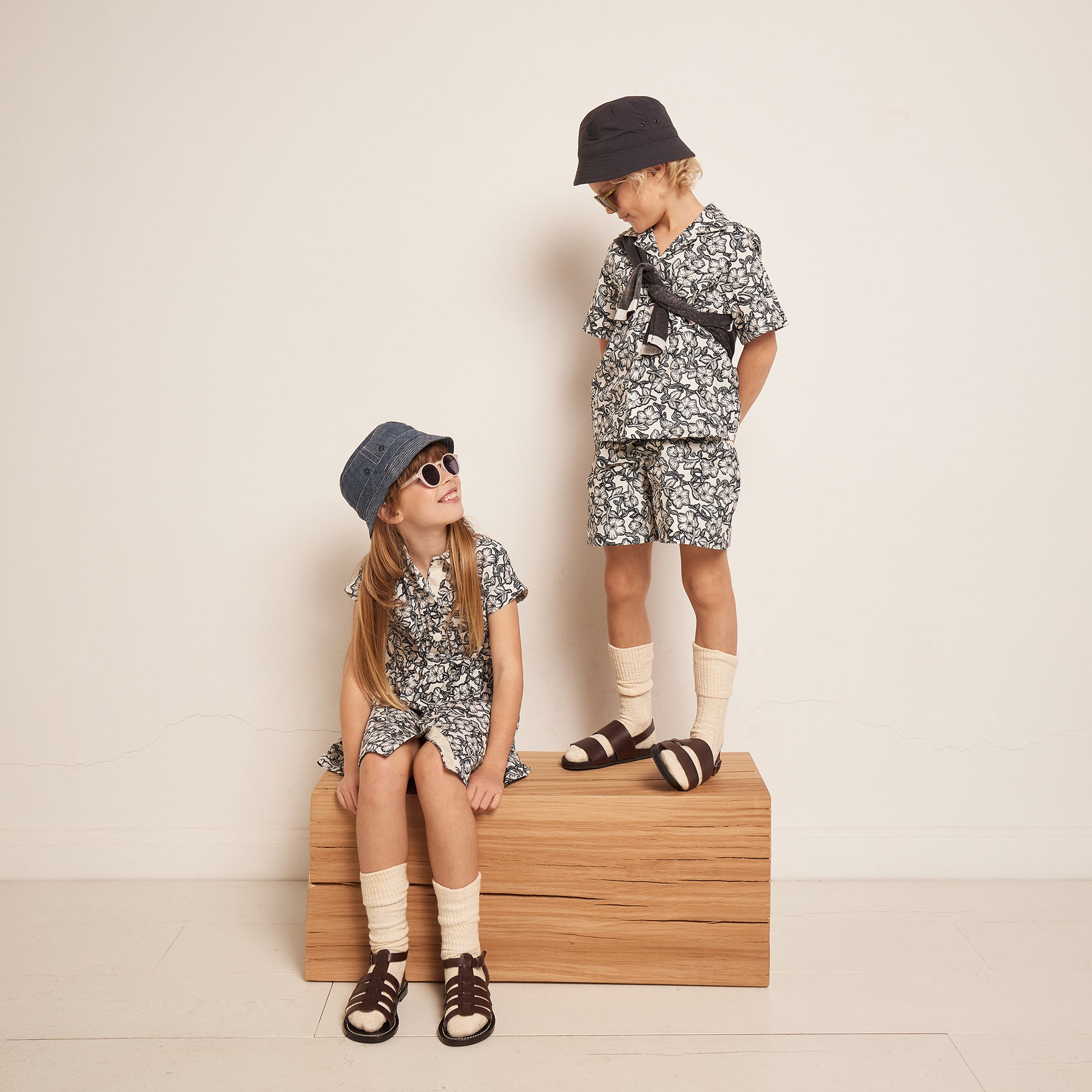Boys Black Flower Cotton Shirt