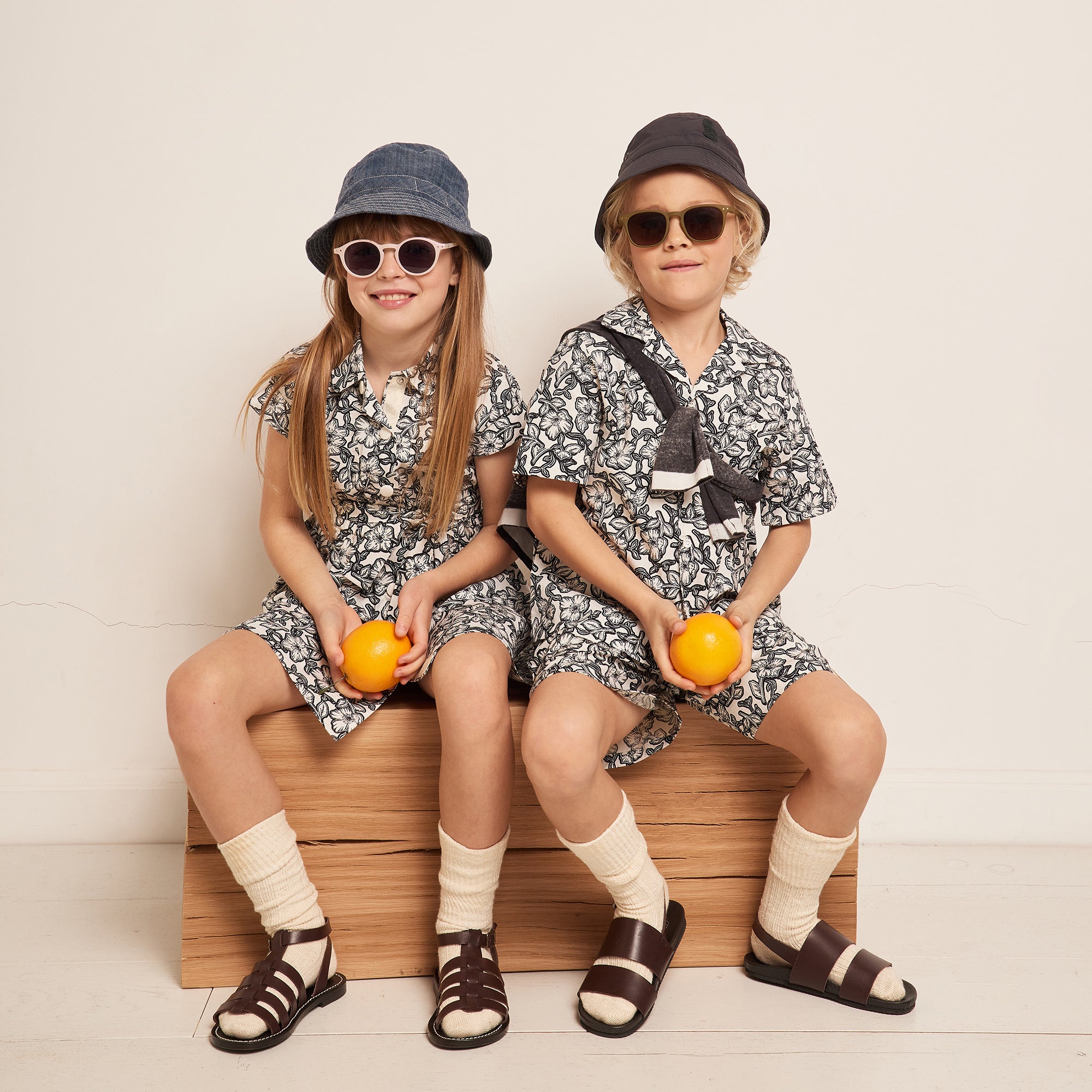 Boys Black Flower Cotton Shirt