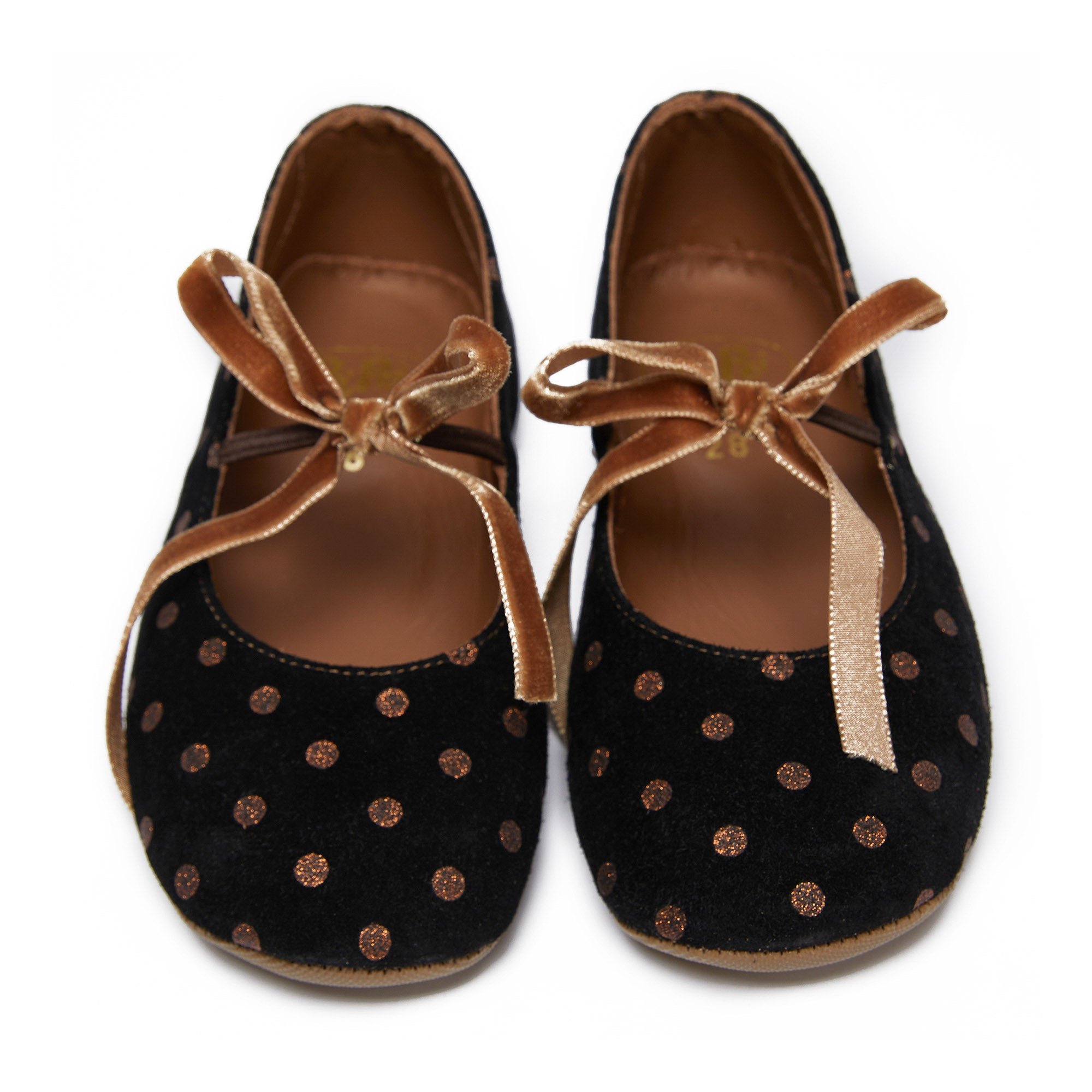 Girls Black Dots Flat Shoes