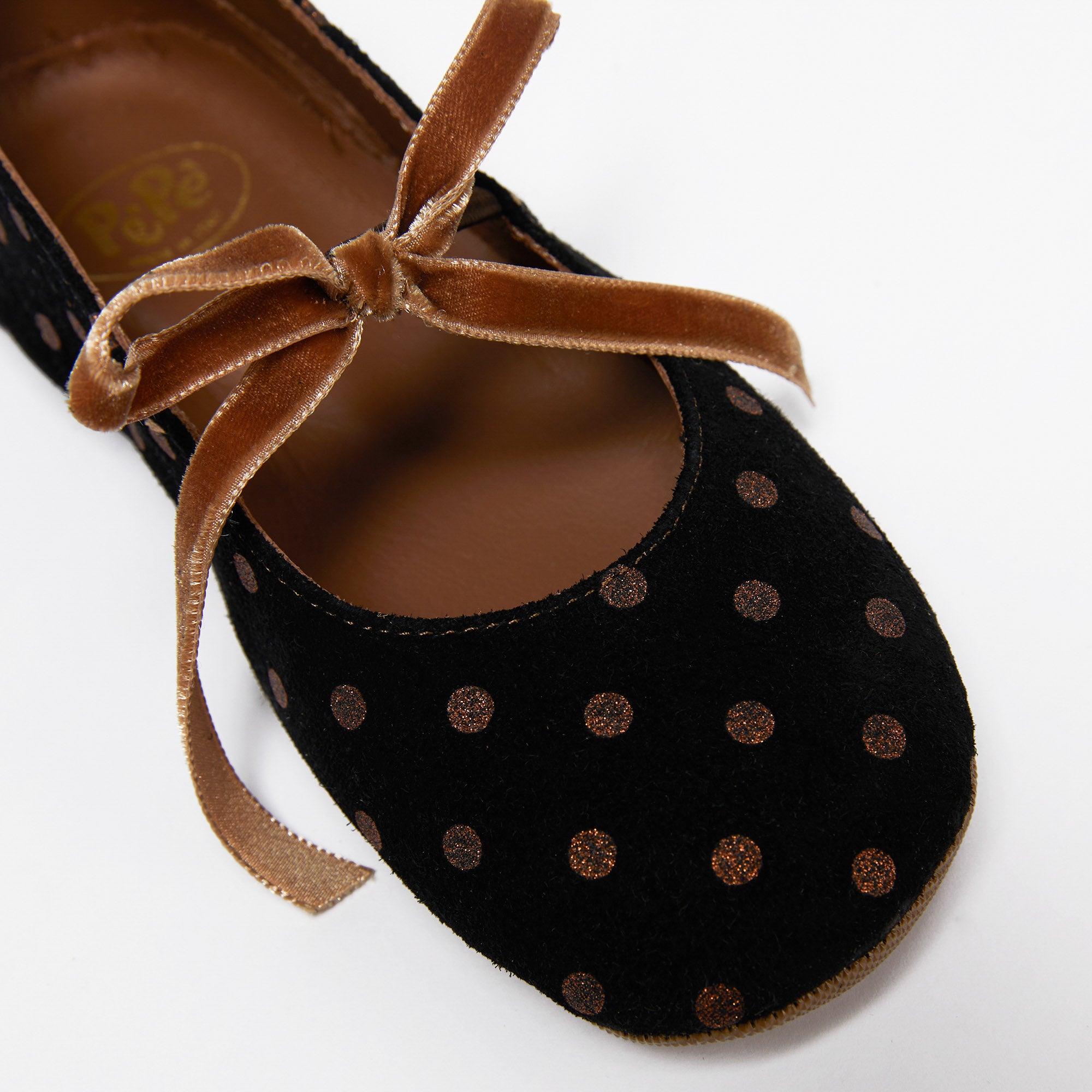 Girls Black Dots Flat Shoes