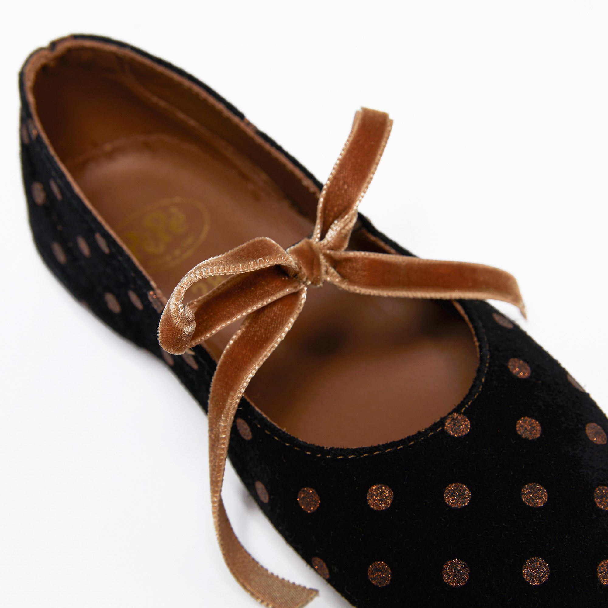 Girls Black Dots Flat Shoes