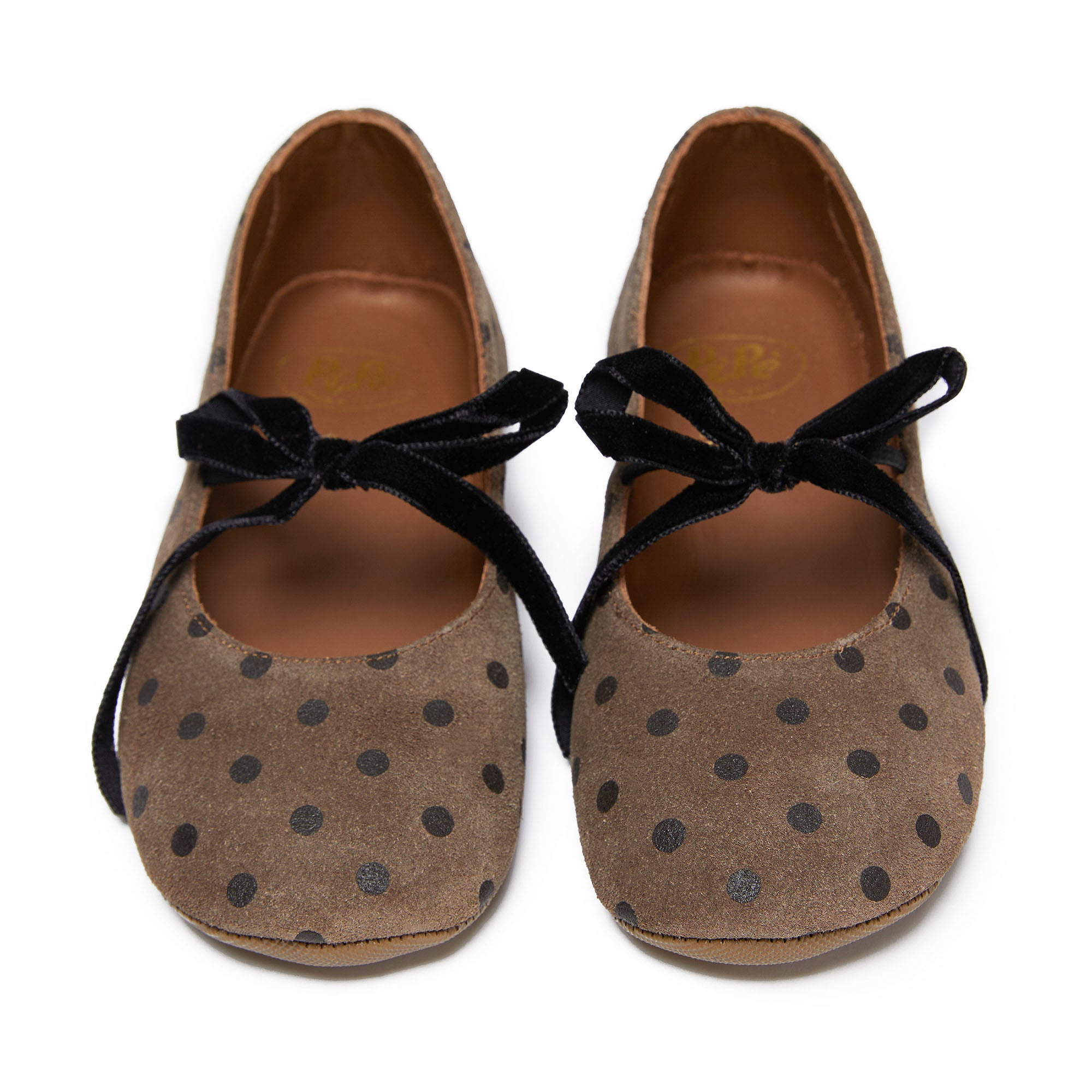 Girls Beige Dots Flat Shoes