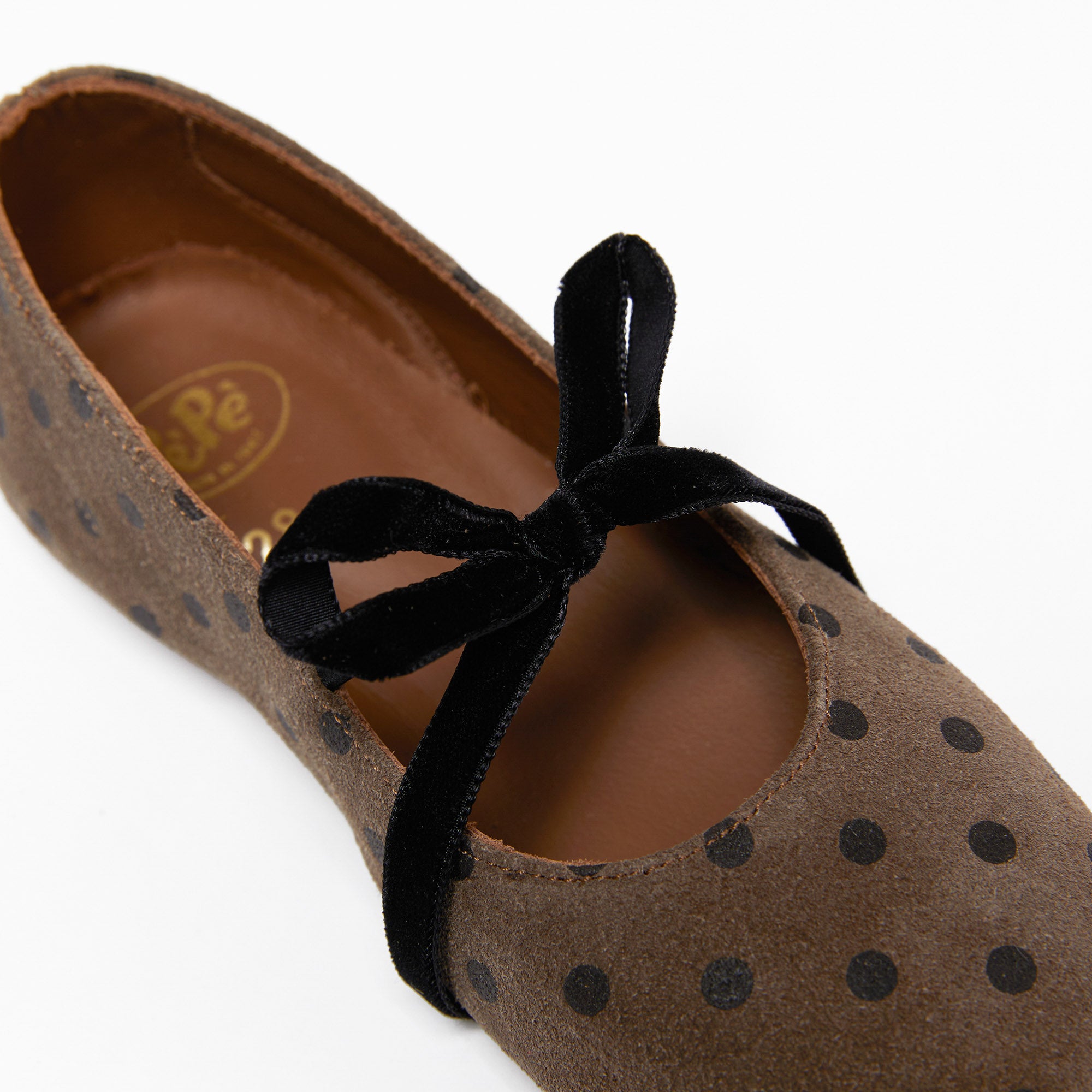 Girls Beige Dots Flat Shoes