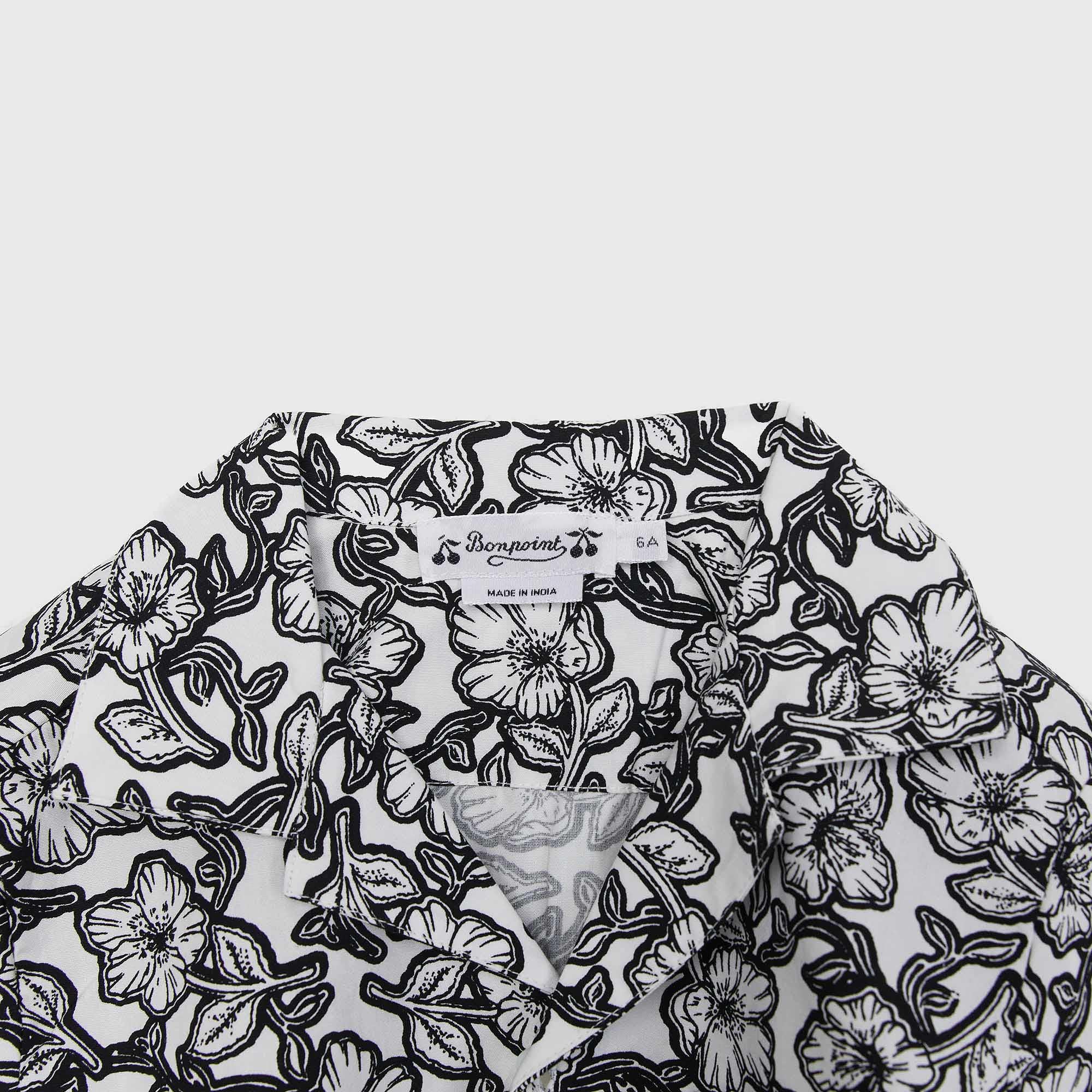 Boys Black Flower Cotton Shirt