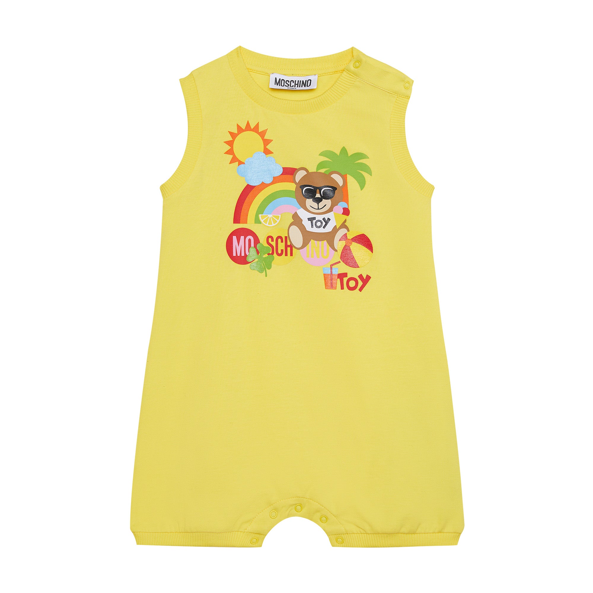 Baby Boys & Girls Yellow Cotton Babysuit