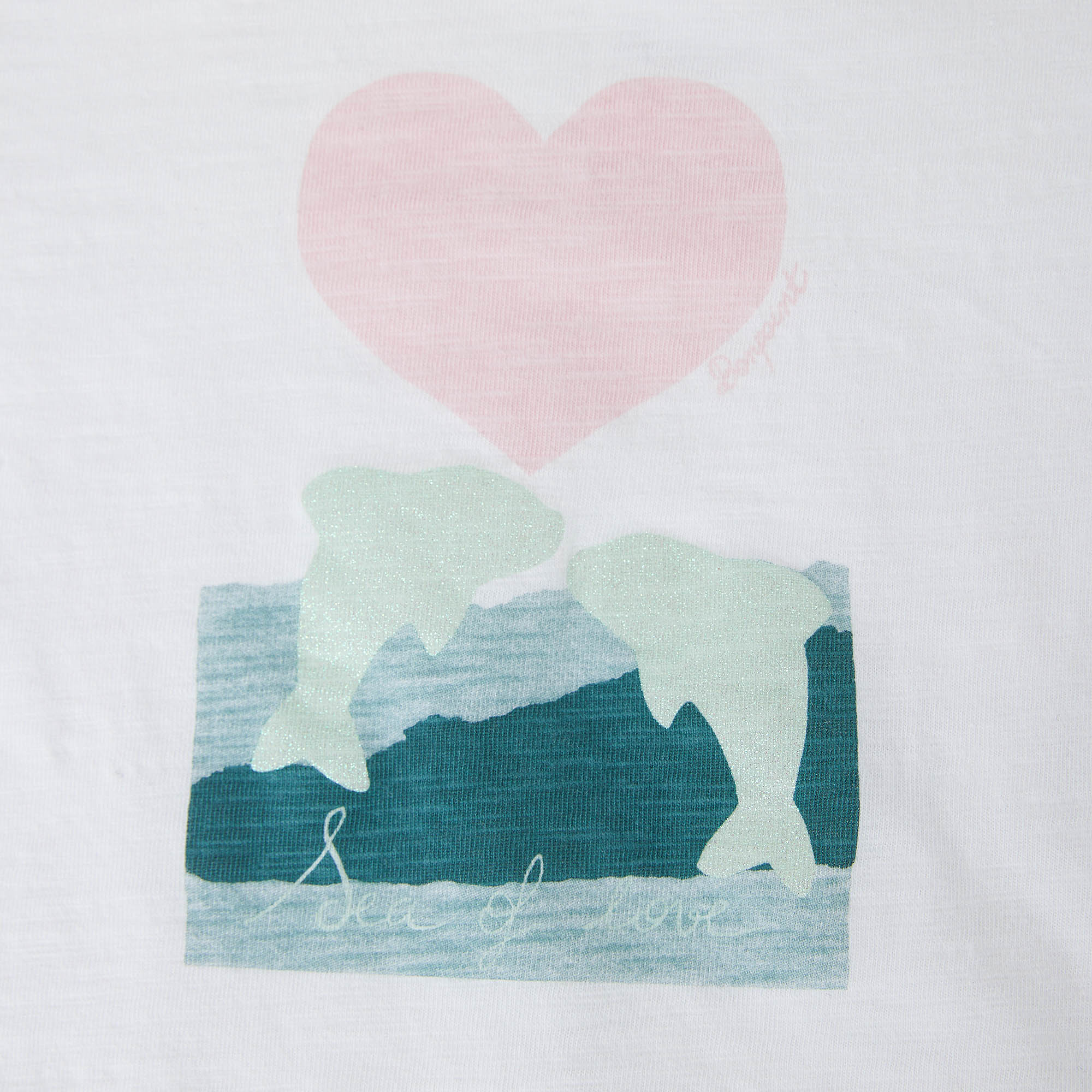 Girls White Printed Cotton T-Shirt