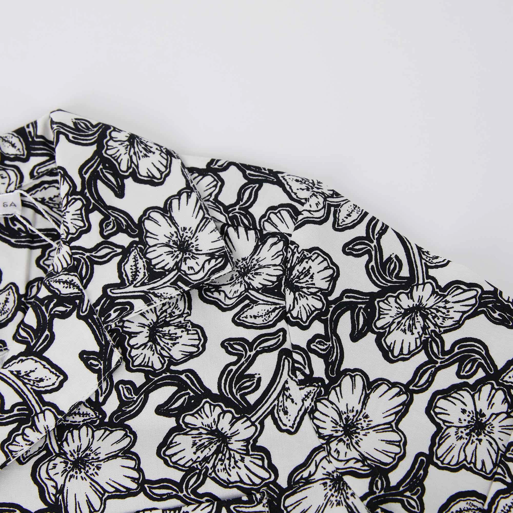 Boys Black Flower Cotton Shirt