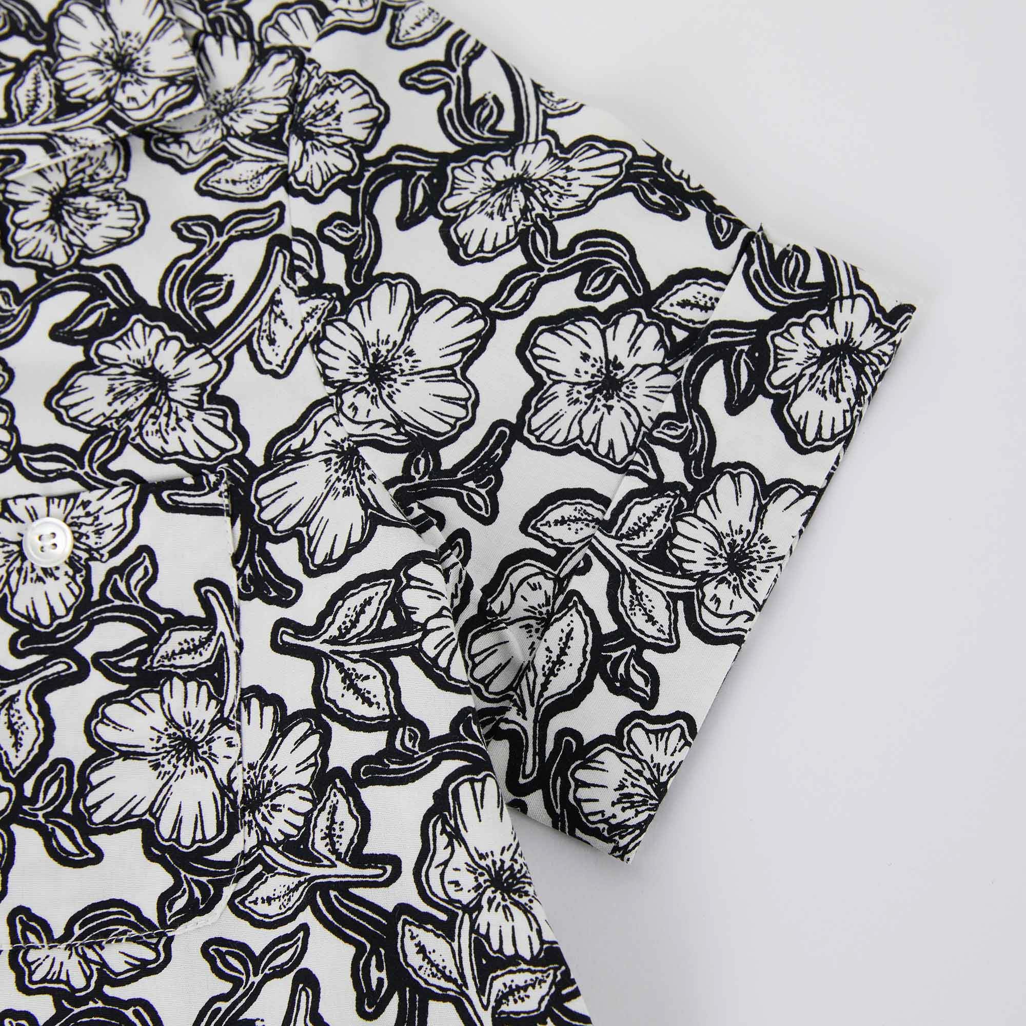 Boys Black Flower Cotton Shirt