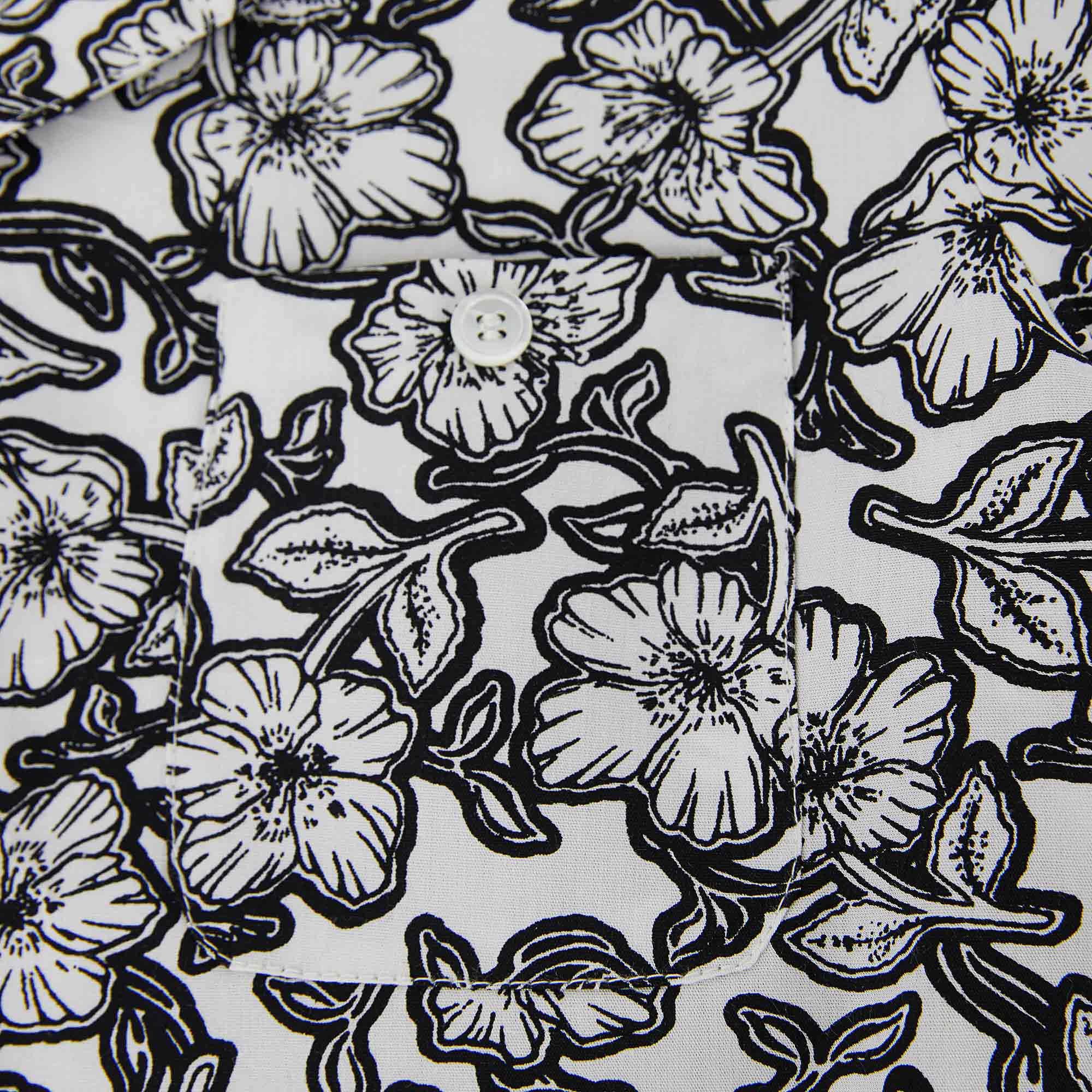 Boys Black Flower Cotton Shirt