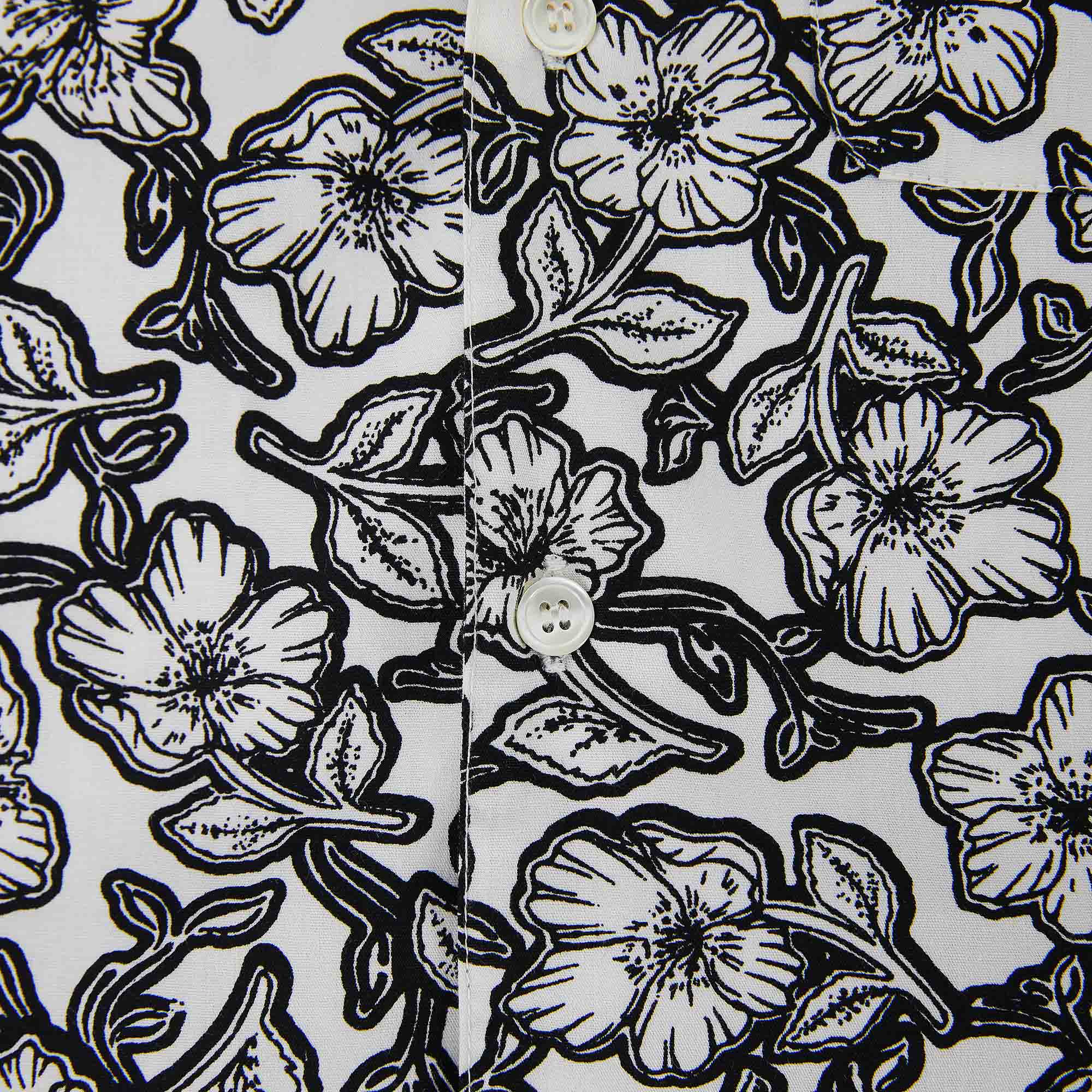 Boys Black Flower Cotton Shirt