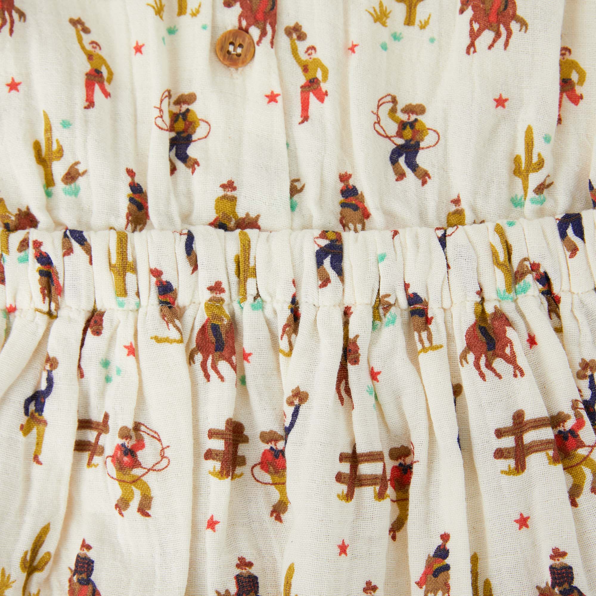 Girls Ivory Printed Cotton Dress