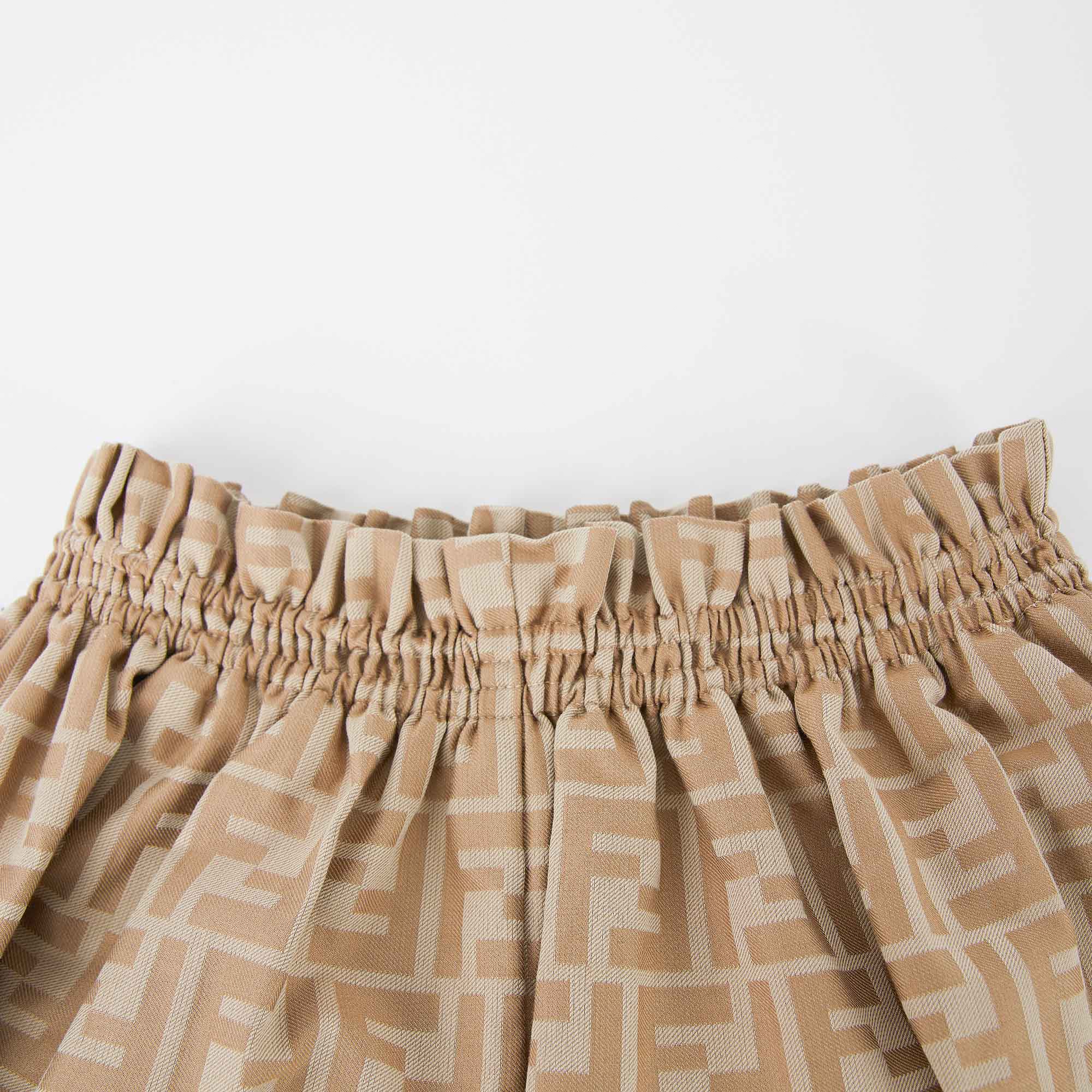 Girls Beige Logo Cotton Shorts