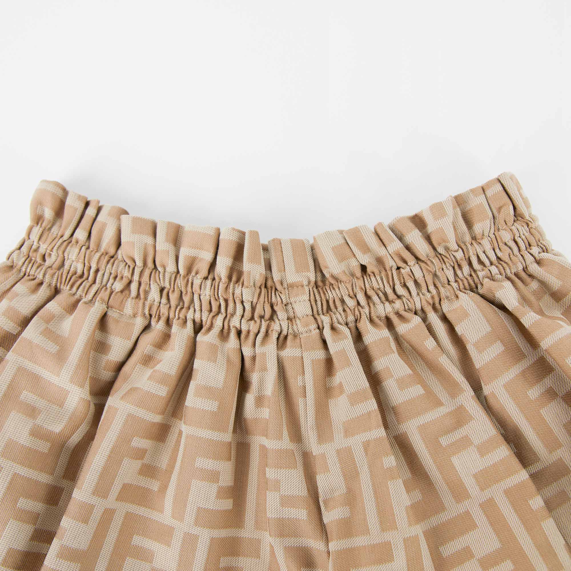 Girls Beige Logo Cotton Shorts