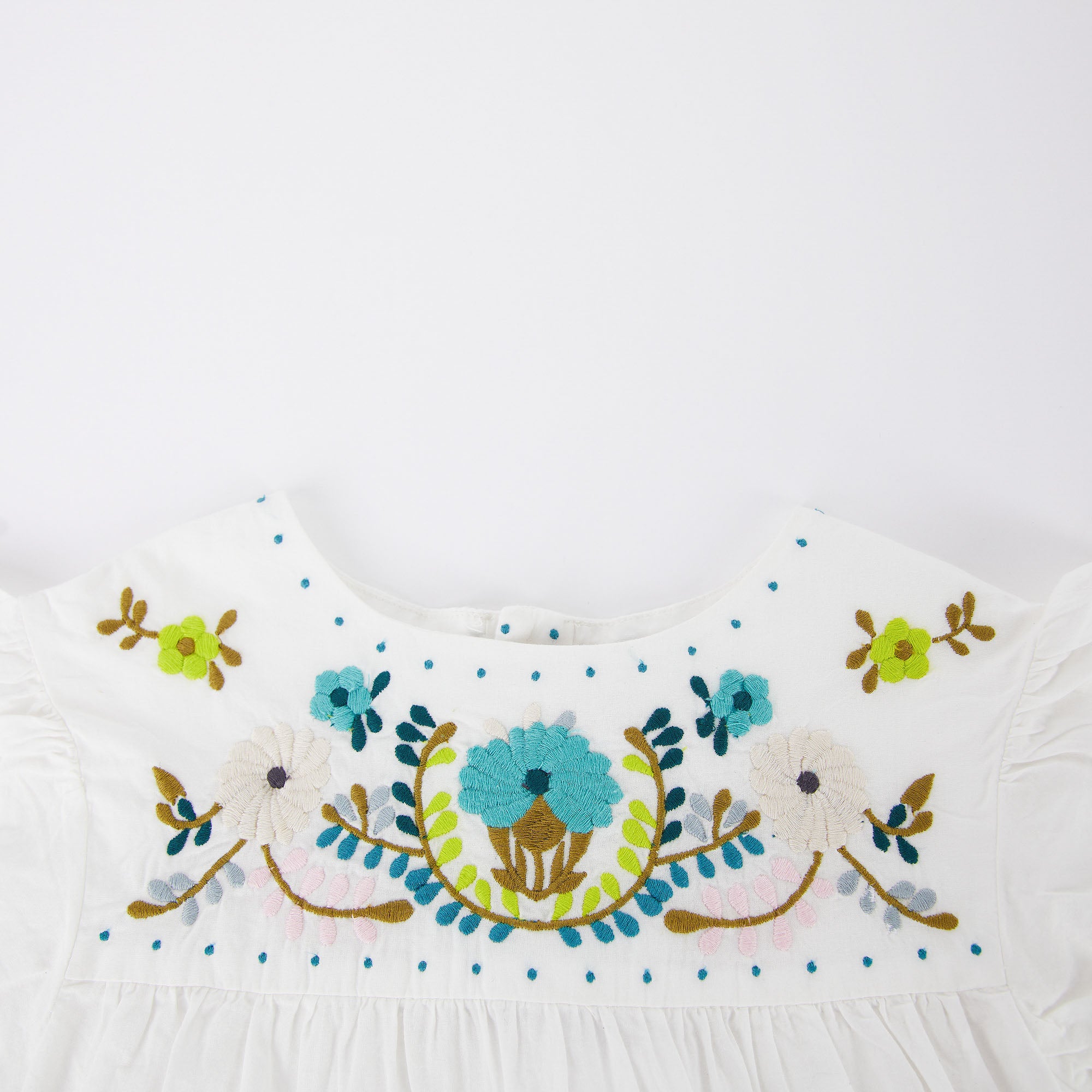 Girls White Embroidered Cotton Top