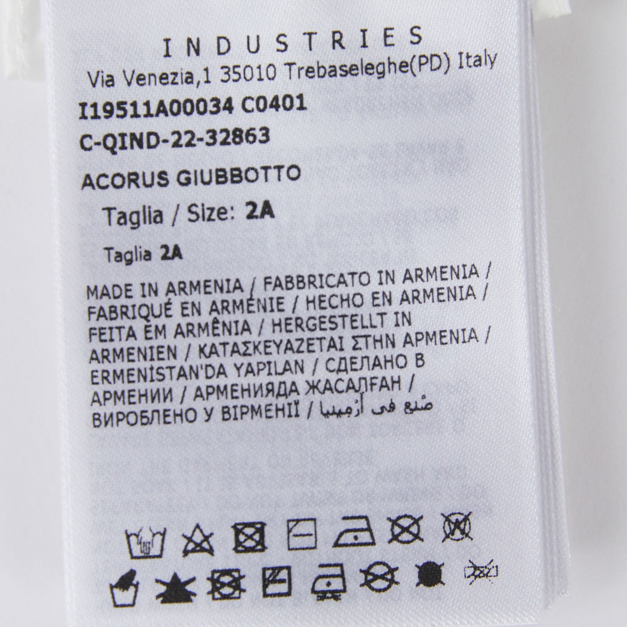 Baby Boys & Girls White "ACORUS" Padded Down Jacket