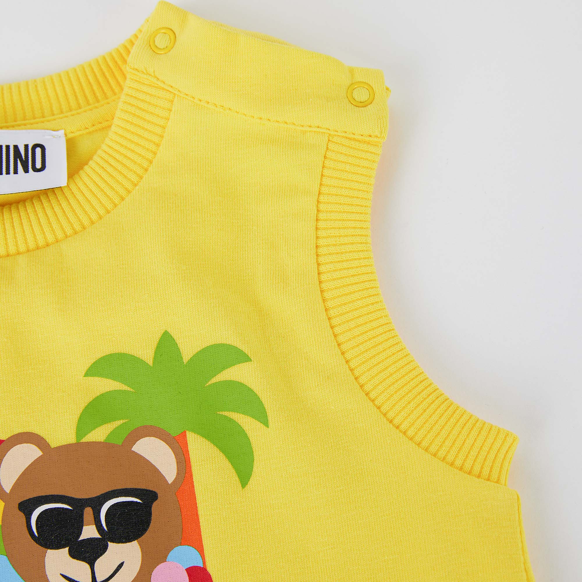 Baby Boys & Girls Yellow Cotton Babysuit
