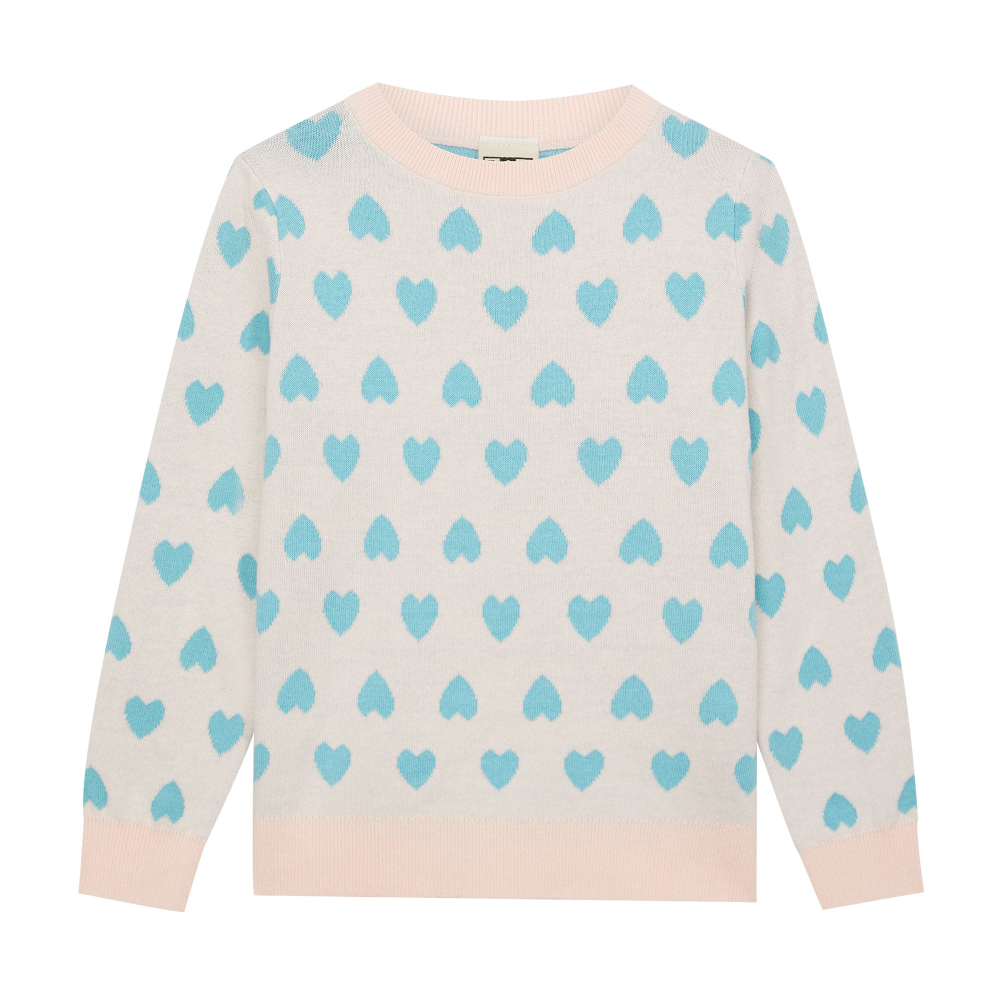 Girls Light Pink Hearts Sweater
