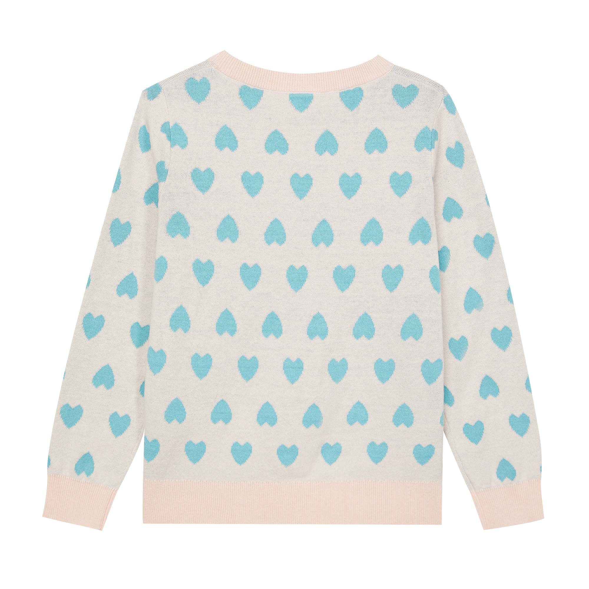 Girls Light Pink Hearts Sweater
