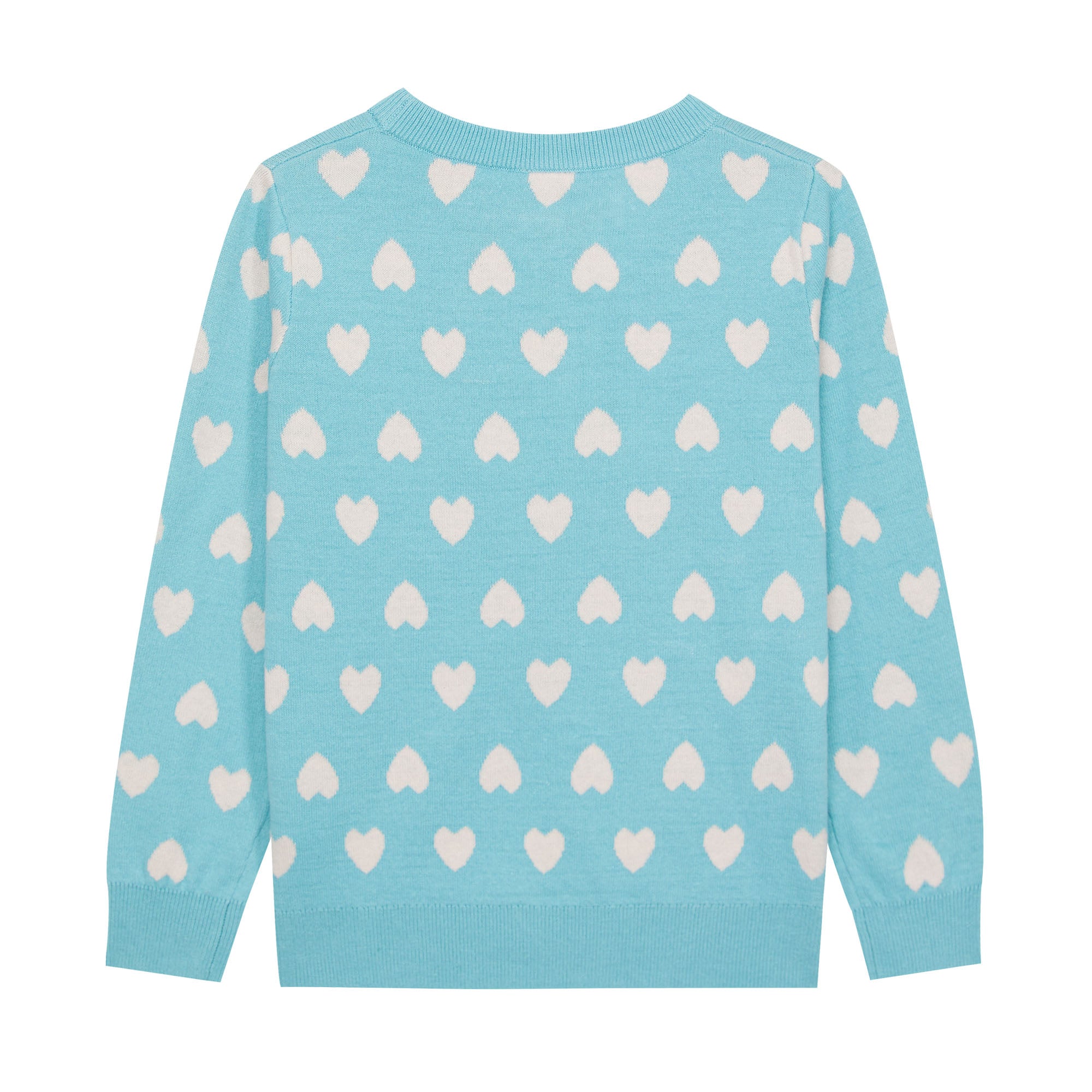 Girls Blue Hearts Cotton Sweater