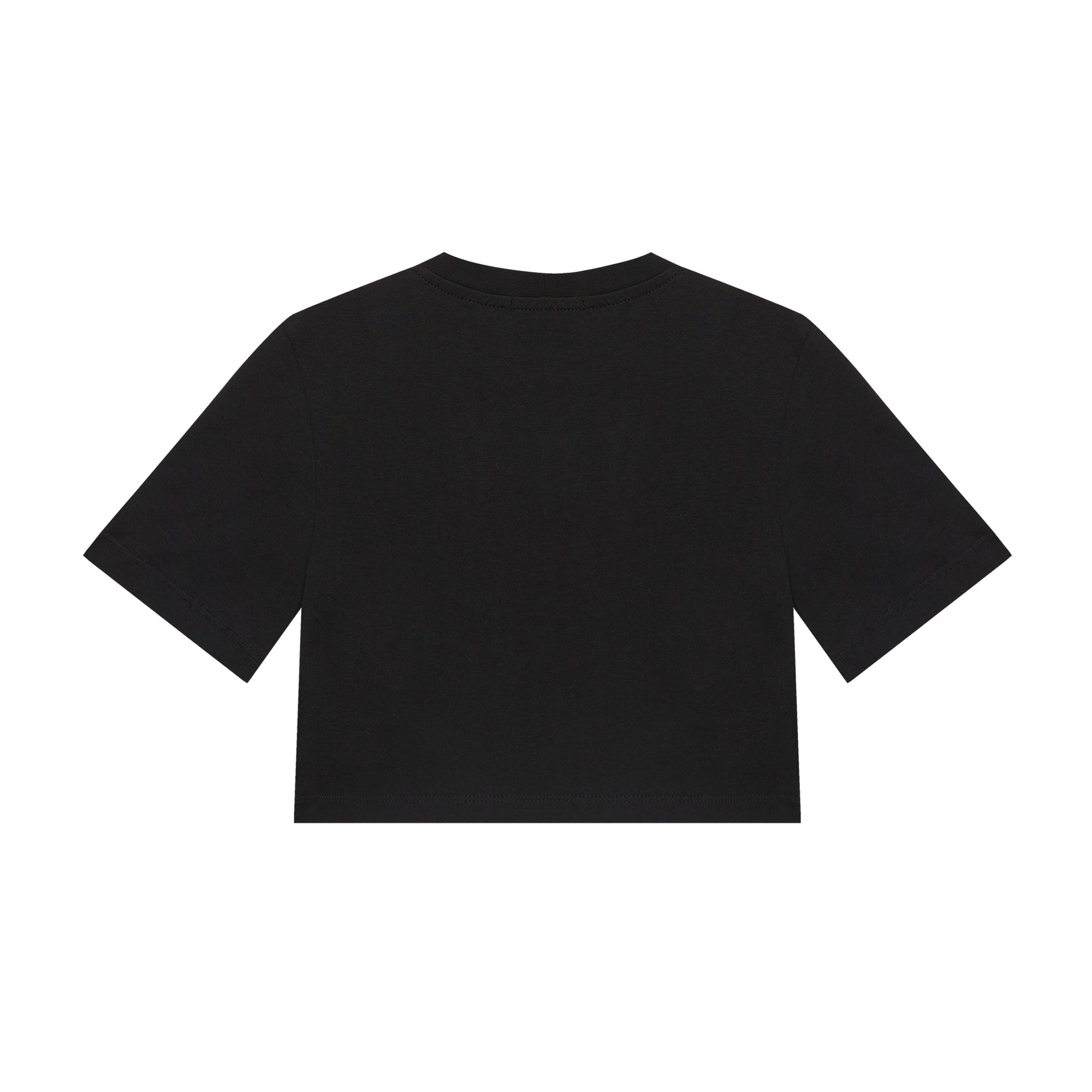 Girls Black Printed Cotton T-Shirt