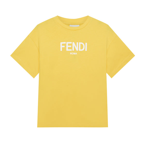 Boys & Girls Yellow Logo Cotton T-Shirt