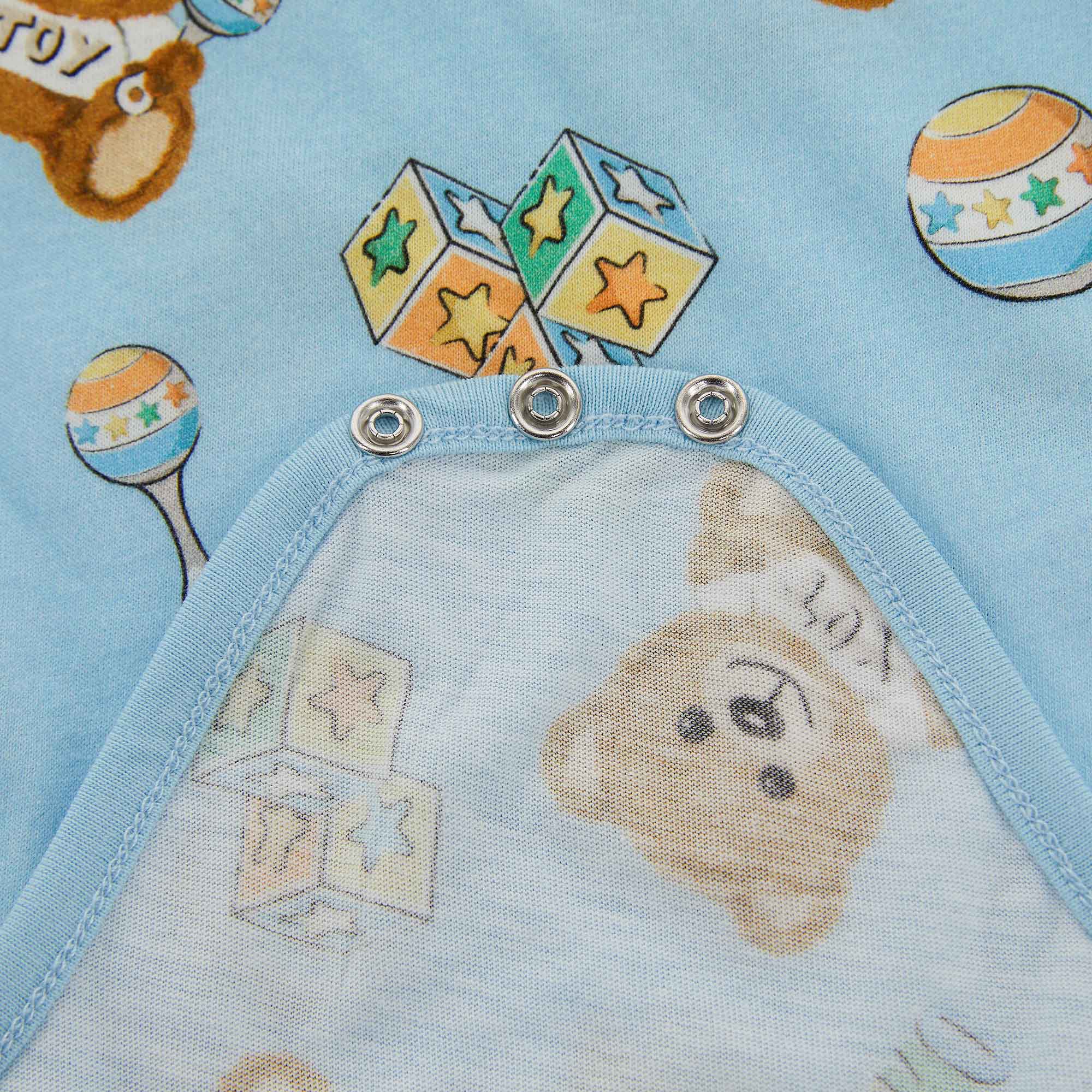 Baby Boys Blue Cotton Babysuit Set