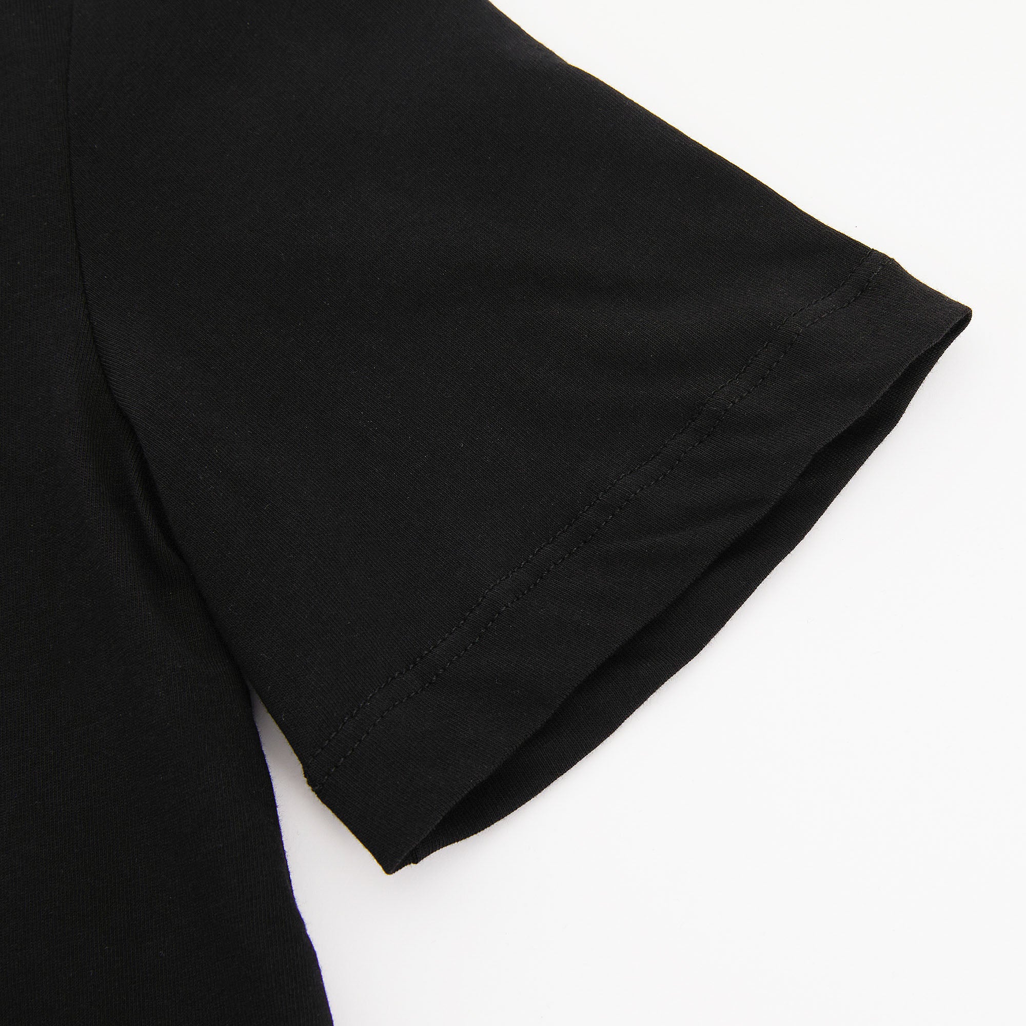 Girls Black Printed Cotton T-Shirt