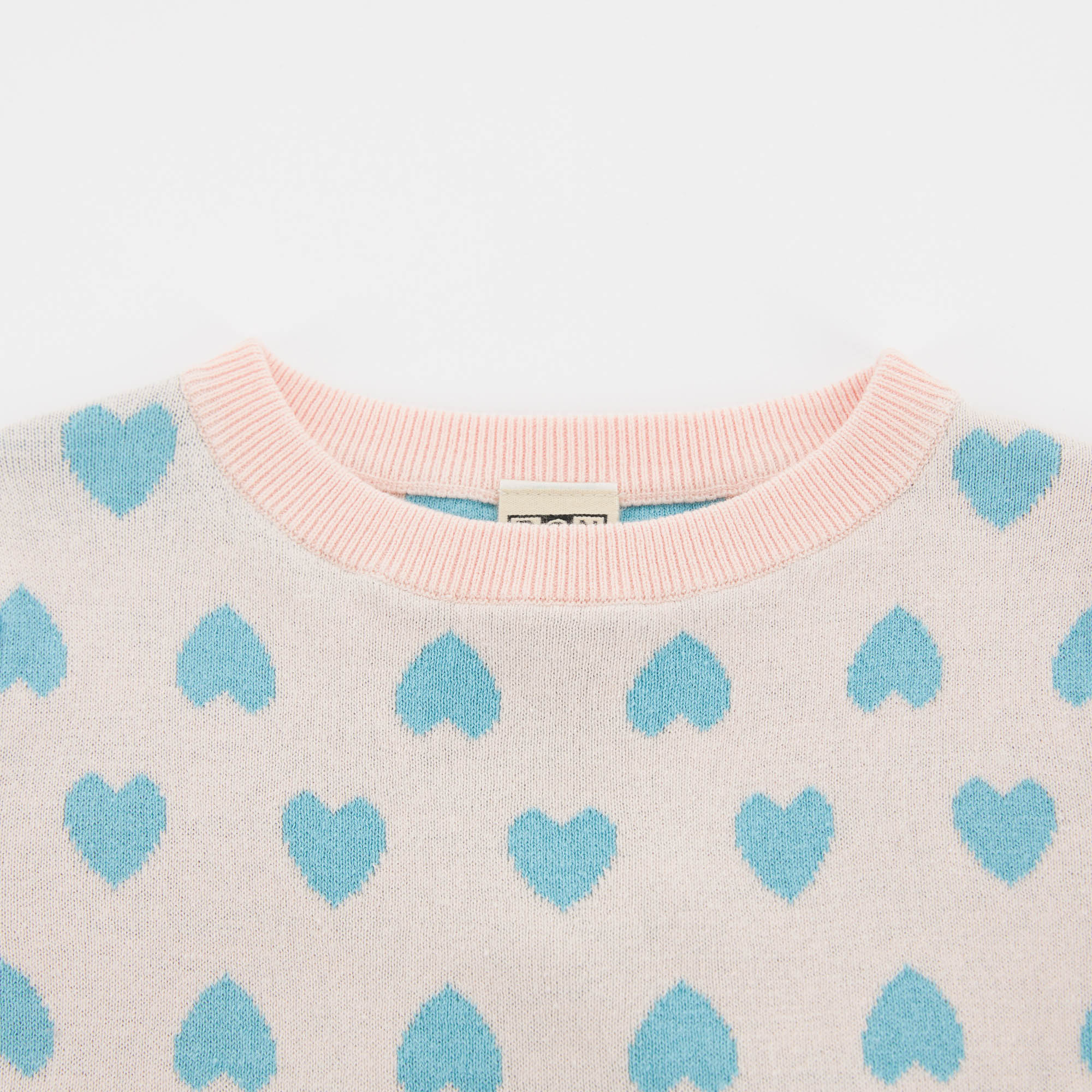 Girls Light Pink Hearts Sweater