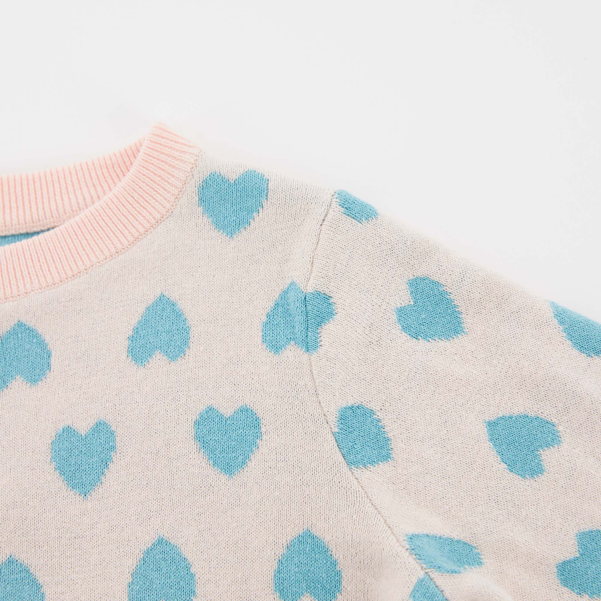Girls Light Pink Hearts Sweater