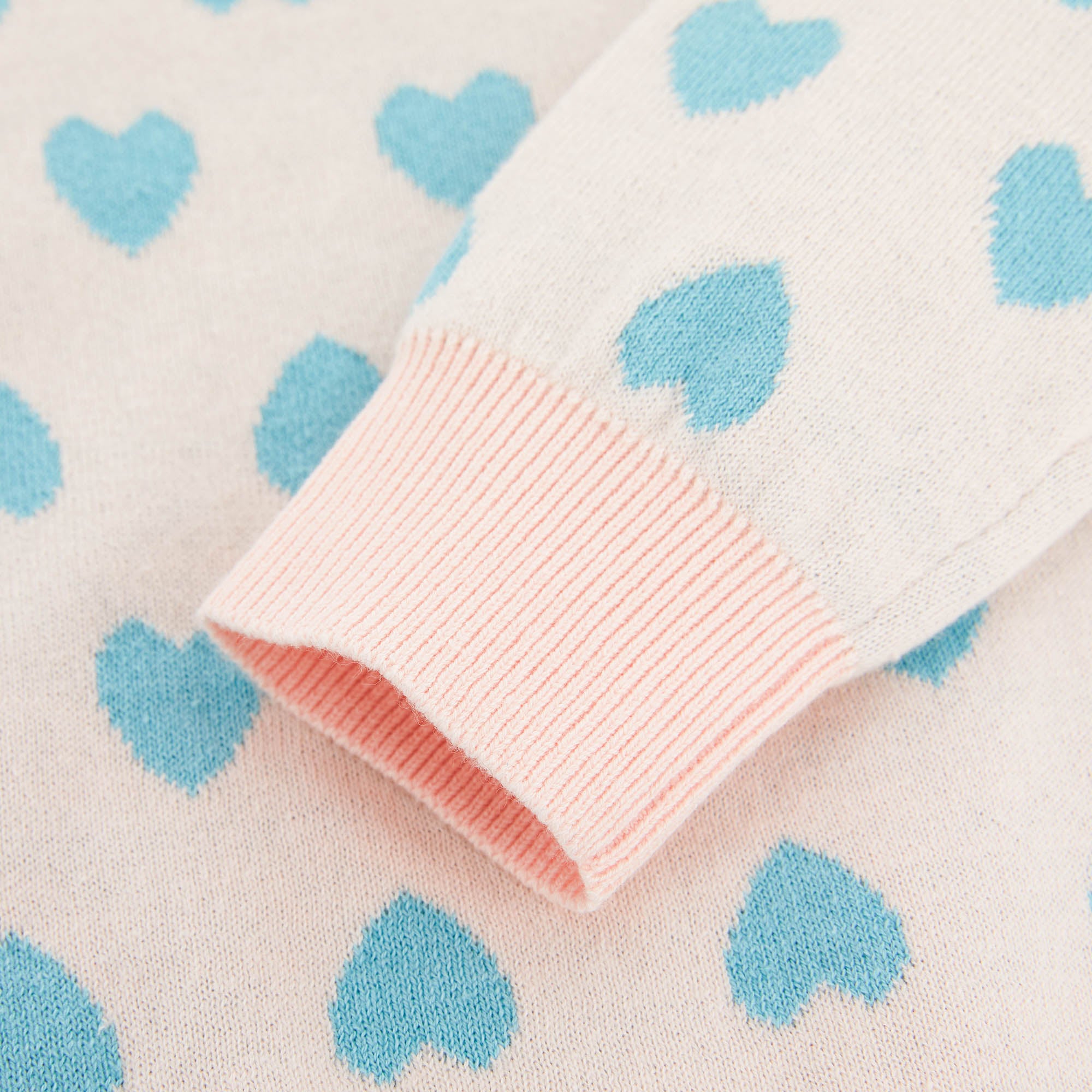 Girls Light Pink Hearts Sweater
