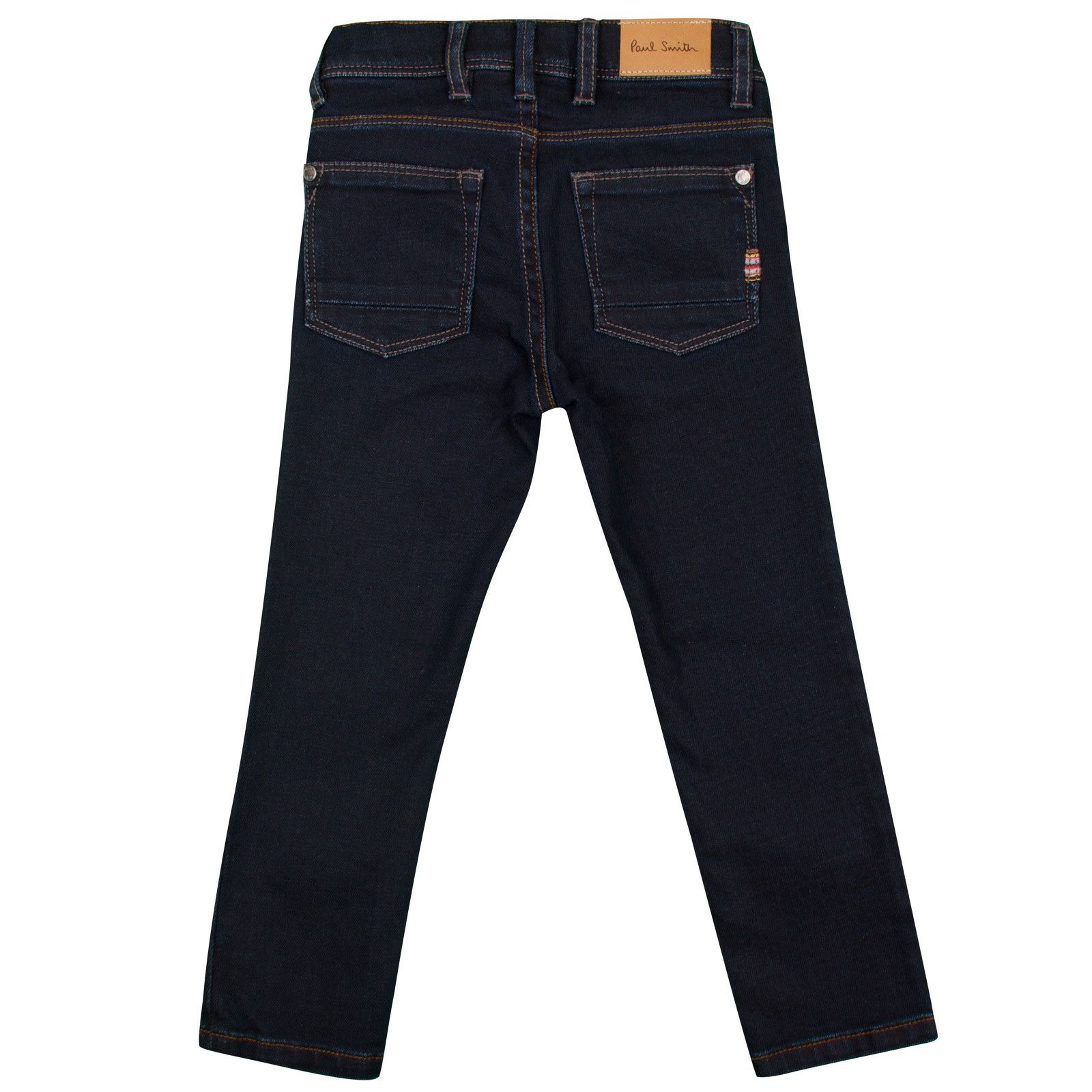 Boys Navy Blue Slim Fit Jeans With A Leather Logo Patch - CÉMAROSE | Children's Fashion Store - 2