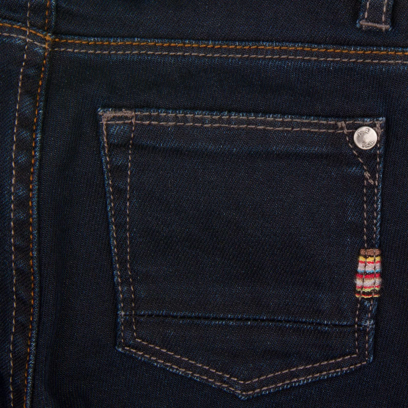Boys Navy Blue Slim Fit Jeans With A Leather Logo Patch - CÉMAROSE | Children's Fashion Store - 4